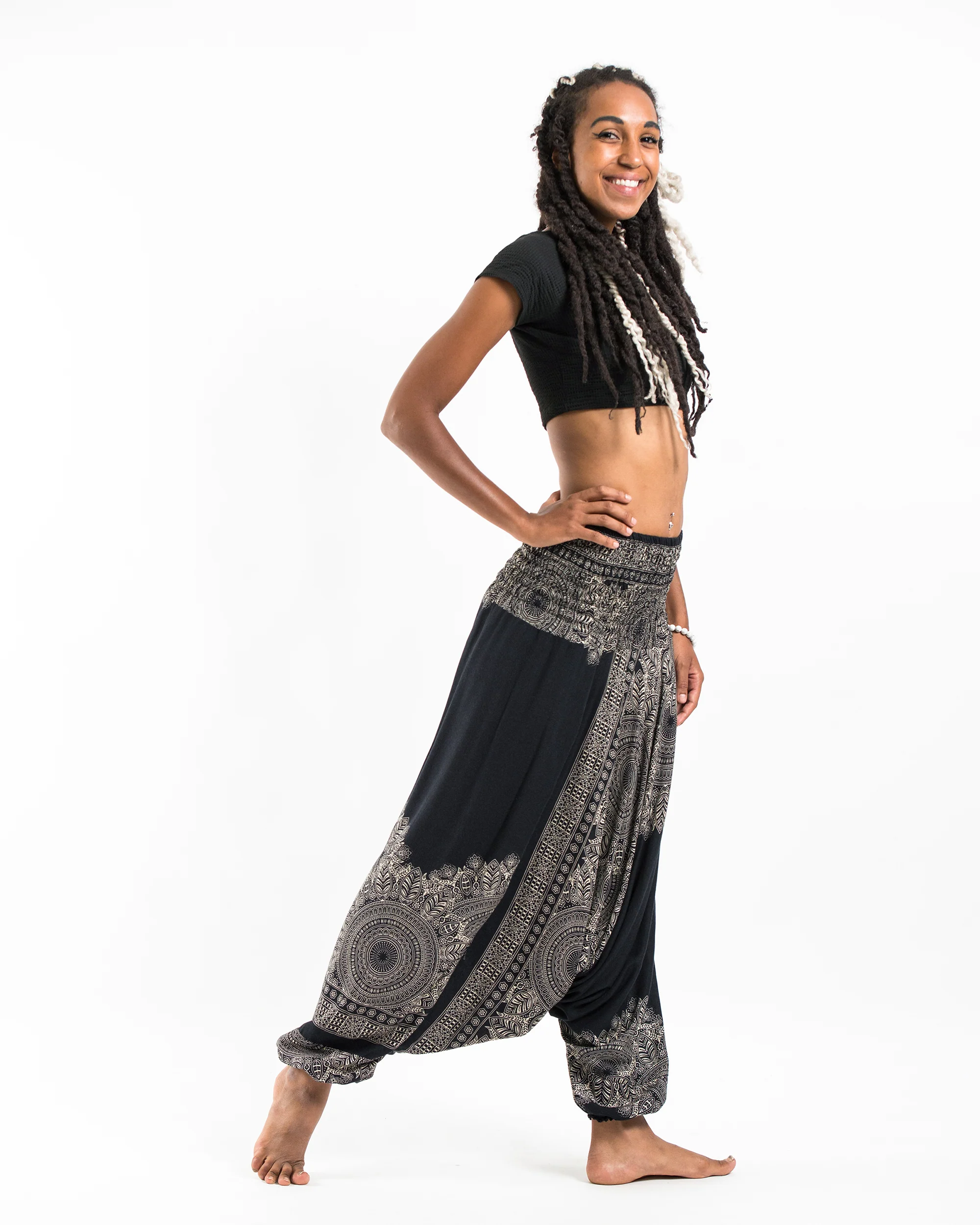 1287-Floral-Mandalas-2-in-1-Jumpsuit-Harem-Pants-in-Black-3.webp Floral Mandalas 2-in-1 Jumpsuit Harem Pants in Black