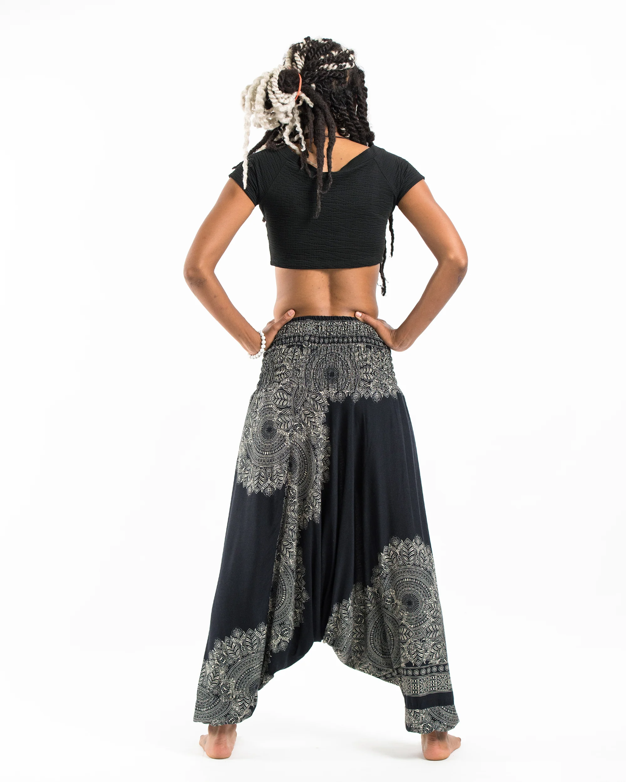 1287-Floral-Mandalas-2-in-1-Jumpsuit-Harem-Pants-in-Black-4.webp Floral Mandalas 2-in-1 Jumpsuit Harem Pants in Black