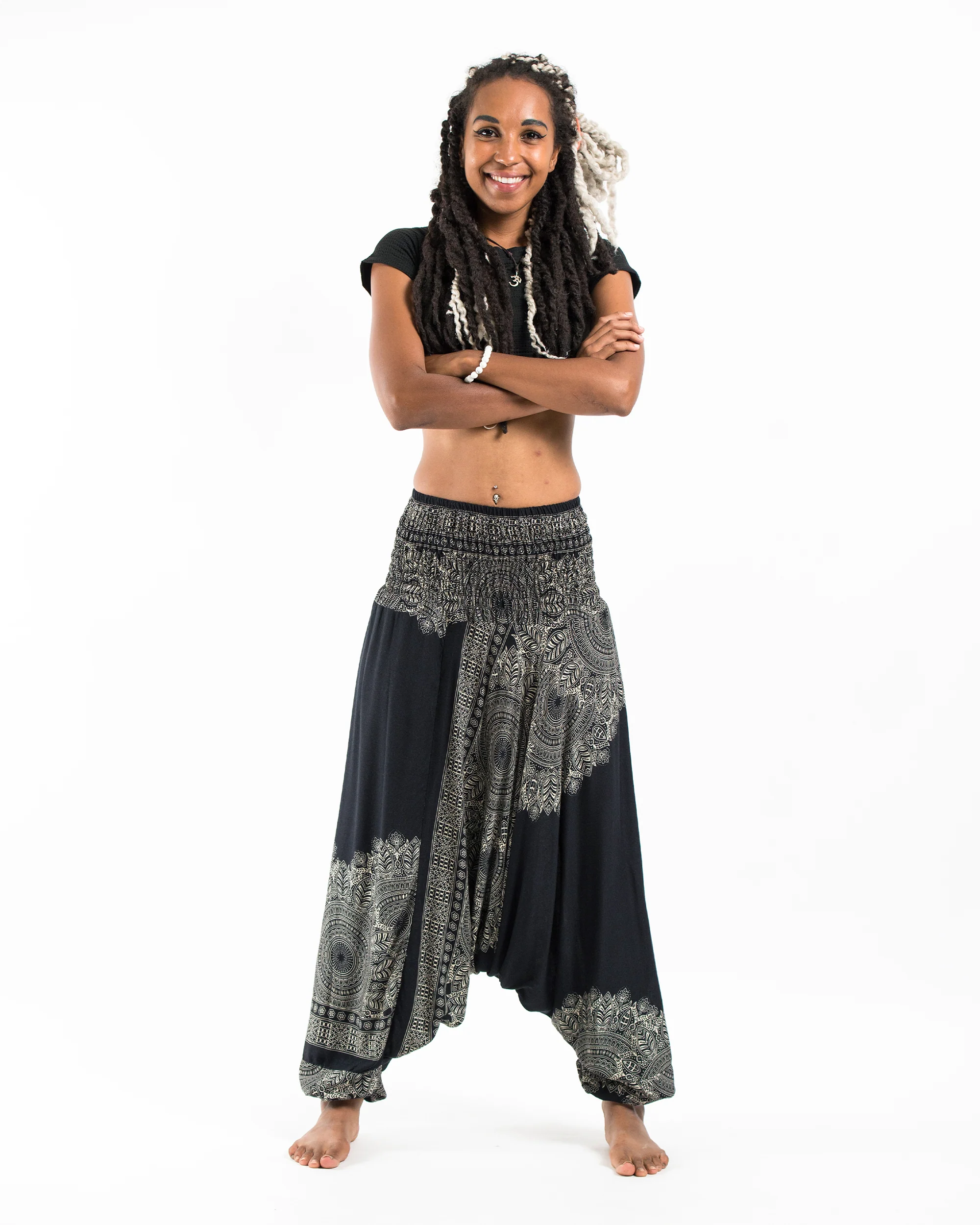 1287-Floral-Mandalas-2-in-1-Jumpsuit-Harem-Pants-in-Black-5.webp Floral Mandalas 2-in-1 Jumpsuit Harem Pants in Black