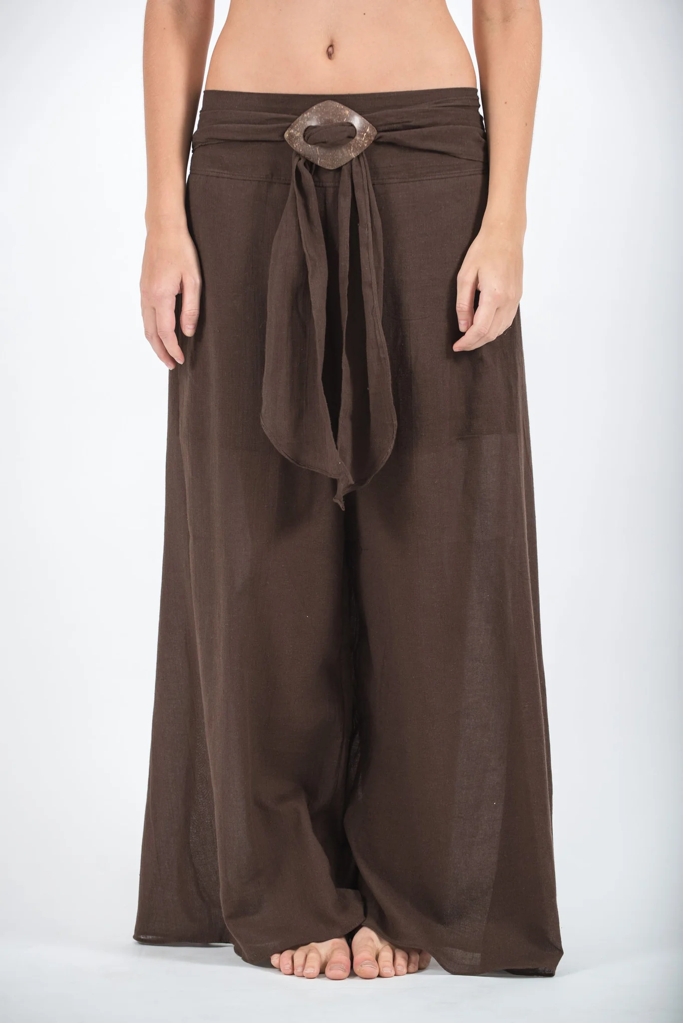 1293-Women-s-Thai-Harem-Palazzo-Pants-in-Solid-Brown-3.webp Women's Thai Harem Palazzo Pants in Solid Brown