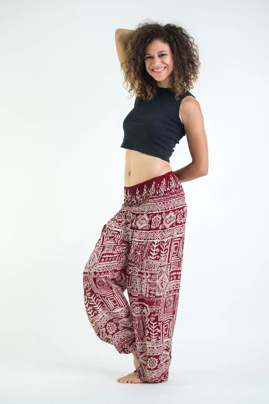1298-Tribal-Prints-Women-s-Harem-Pants-in-Red-4.webp Tribal Prints Women's Harem Pants in Red