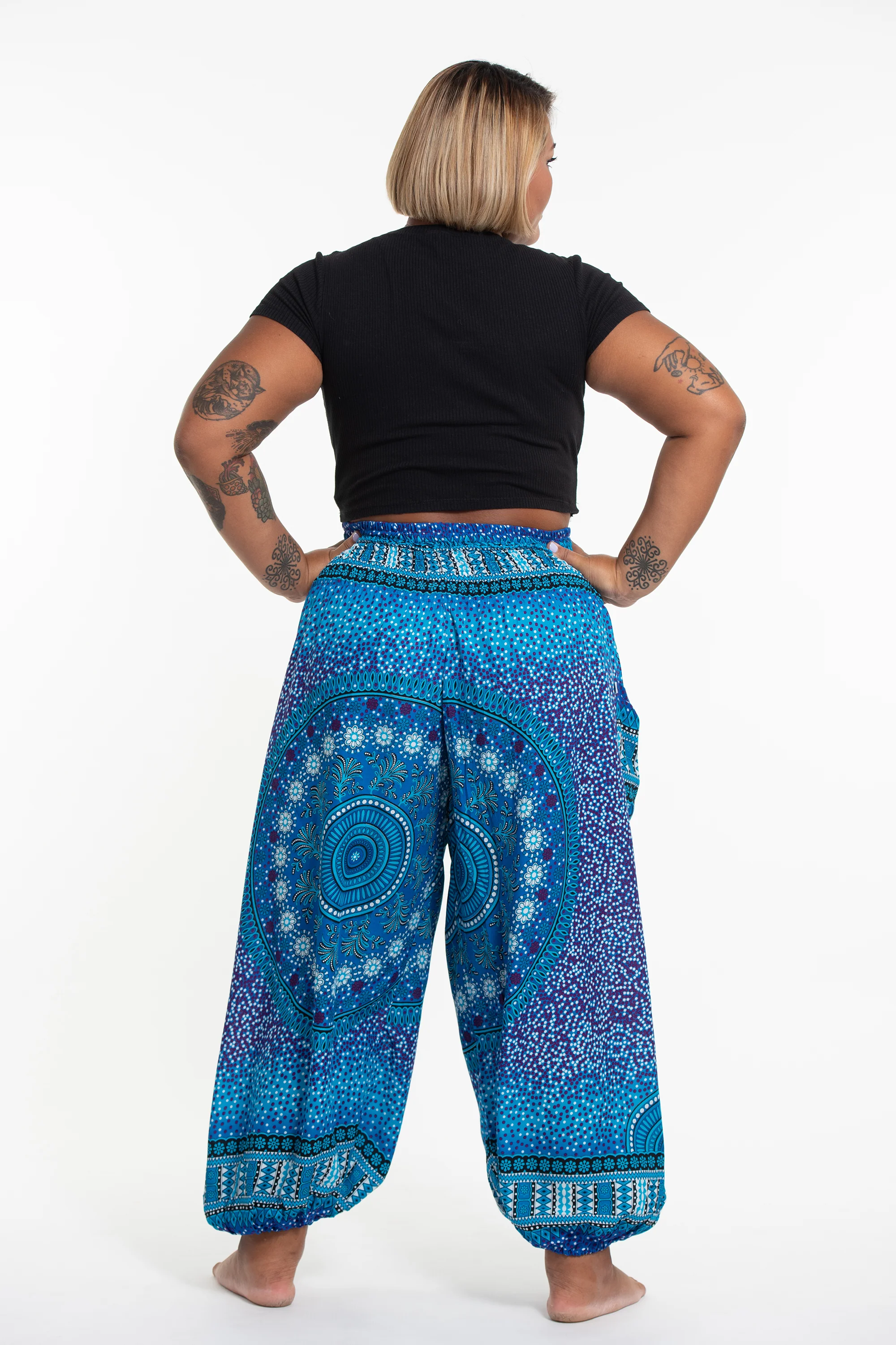 1309-Plus-Size-Tribal-Chakras-Women-s-Harem-Pants-in-Blue-4.webp Plus Size Tribal Chakras Women's Harem Pants in Blue