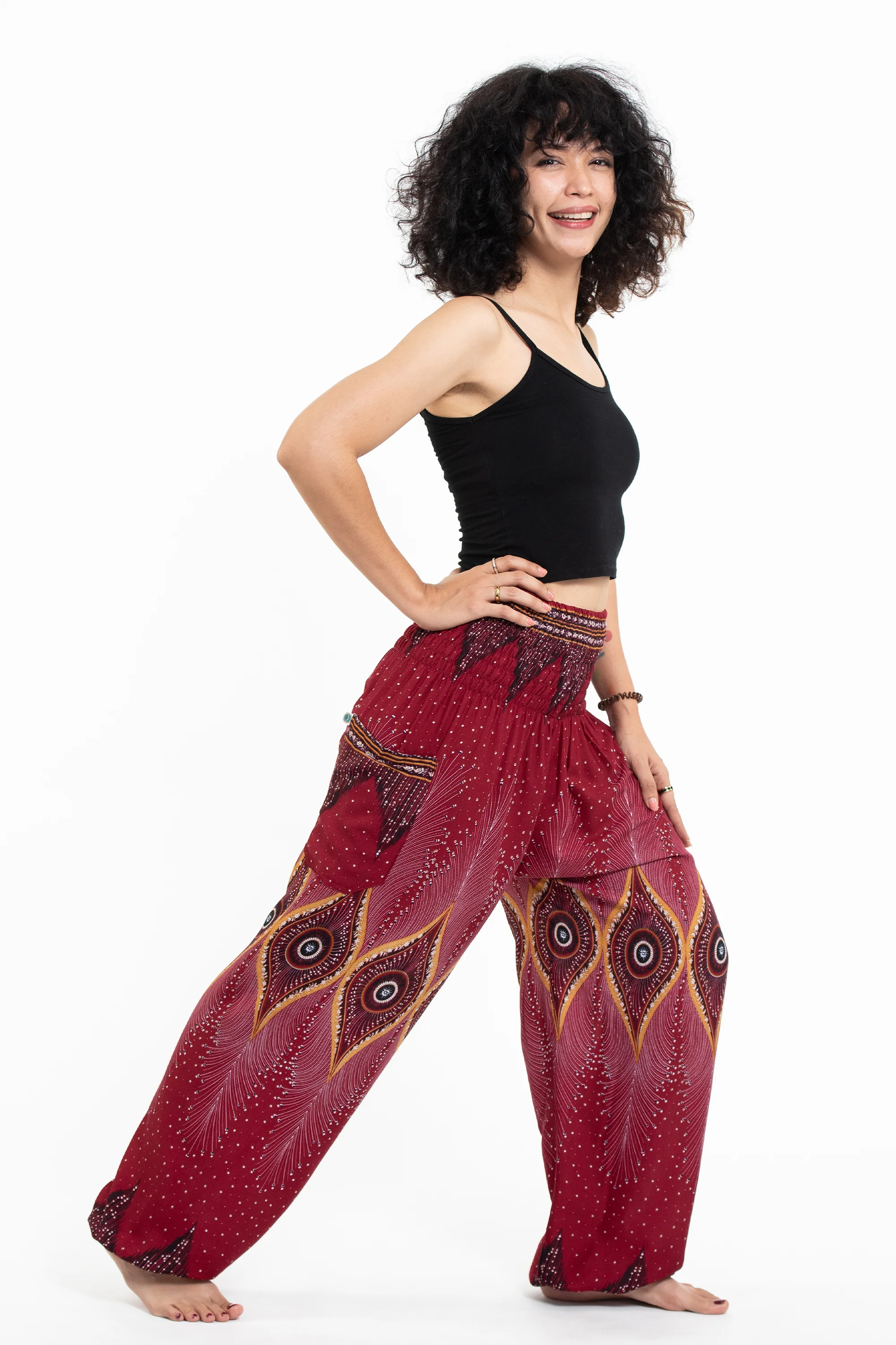 1322-Diamond-Peacock-Women-s-Harem-Pants-in-Red-3.webp Diamond Peacock Women's Harem Pants in Red