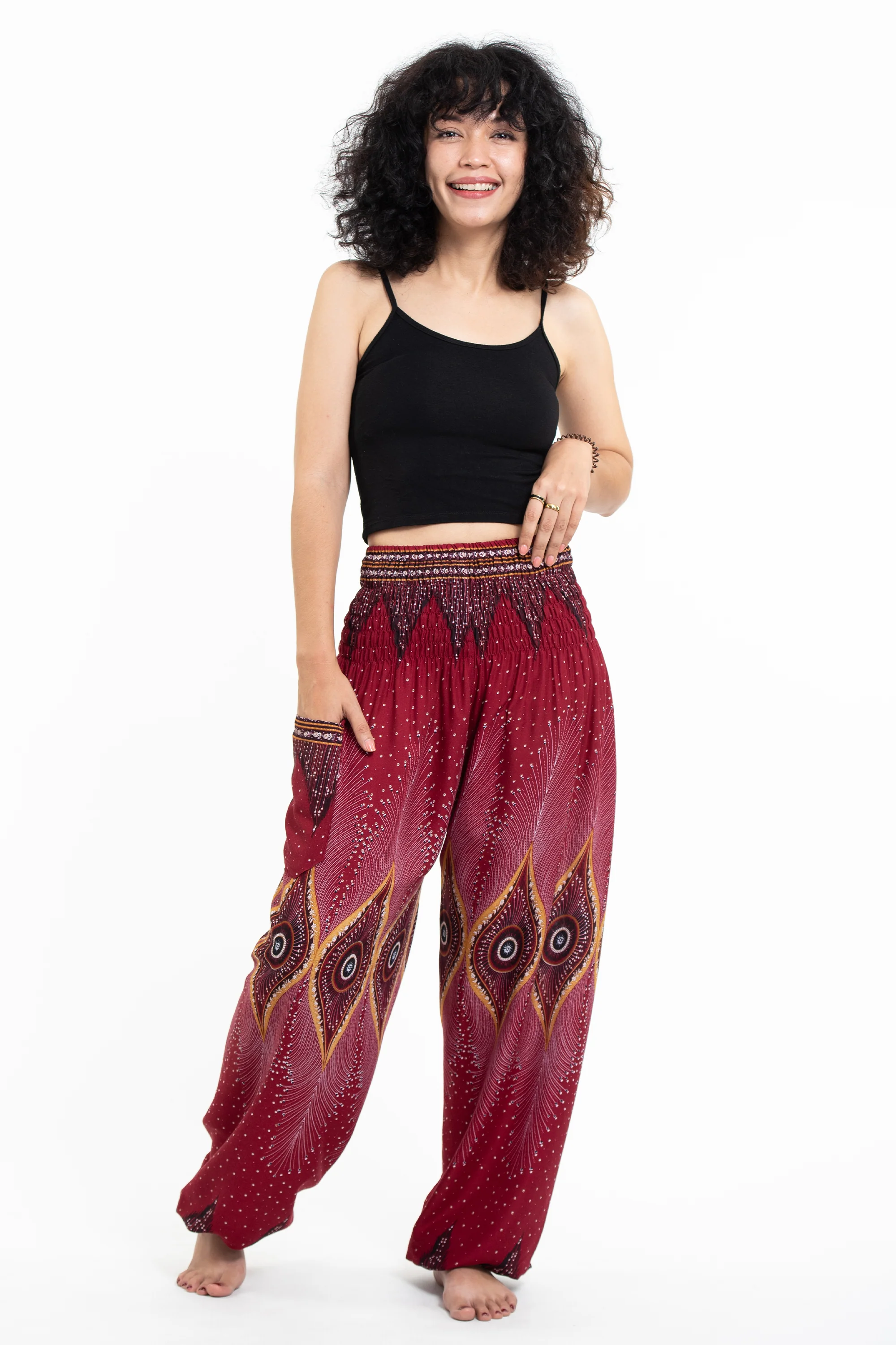 1322-Diamond-Peacock-Women-s-Harem-Pants-in-Red-5.webp Diamond Peacock Women's Harem Pants in Red