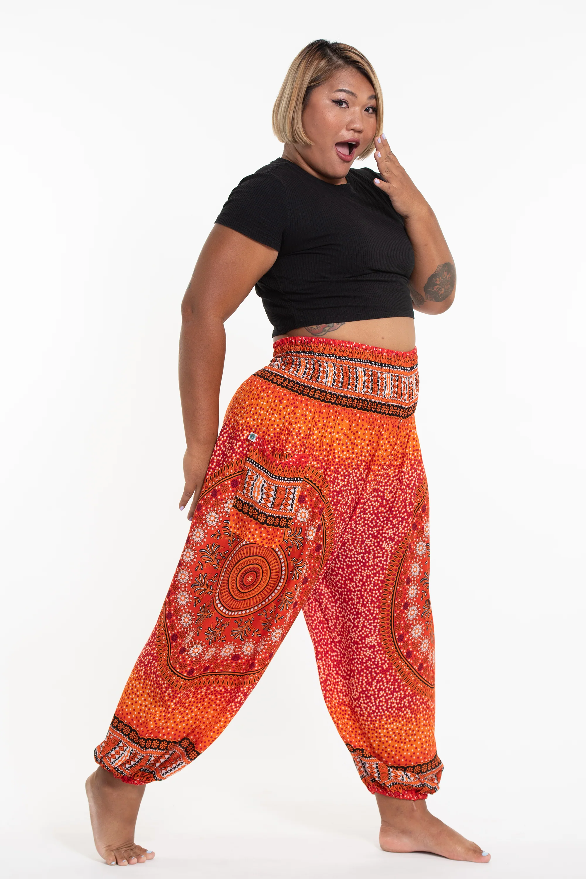 1329-Plus-Size-Tribal-Chakras-Women-s-Harem-Pants-in-Orange-3.webp Plus Size Tribal Chakras Women's Harem Pants in Orange