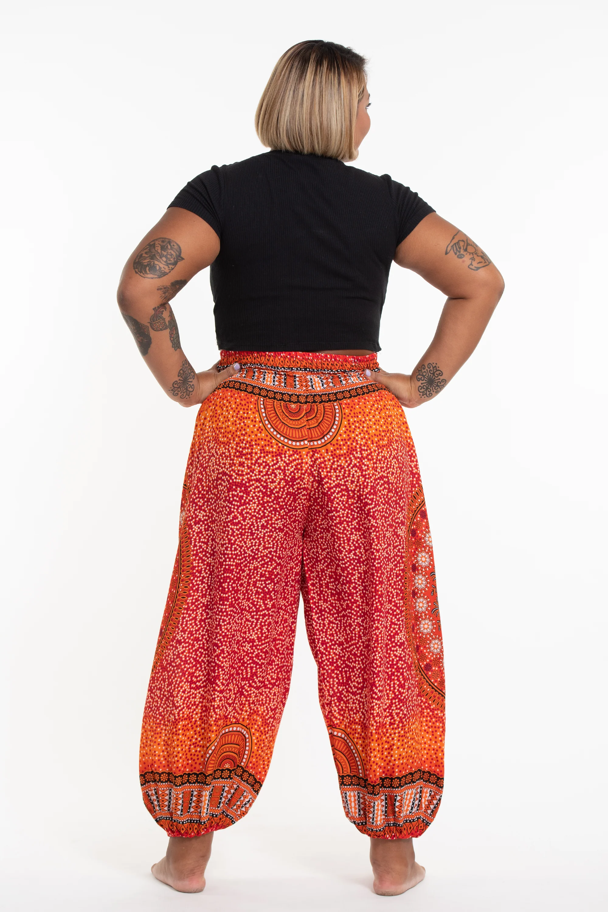 1329-Plus-Size-Tribal-Chakras-Women-s-Harem-Pants-in-Orange-4.webp Plus Size Tribal Chakras Women's Harem Pants in Orange