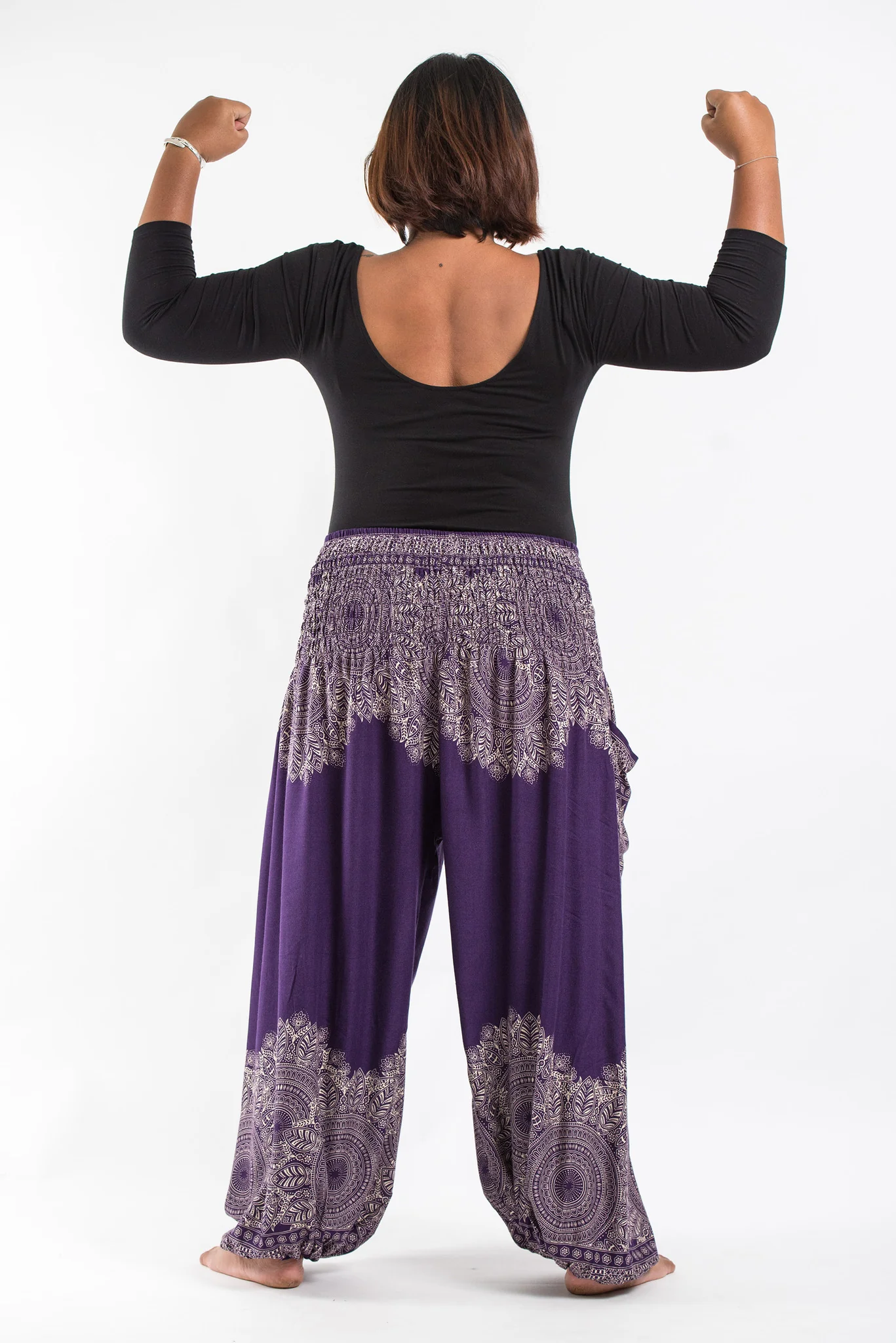 1334-Plus-Size-Floral-Mandalas-Women-s-Harem-Pants-in-Purple-4.webp Plus Size Floral Mandalas Women's Harem Pants in Purple