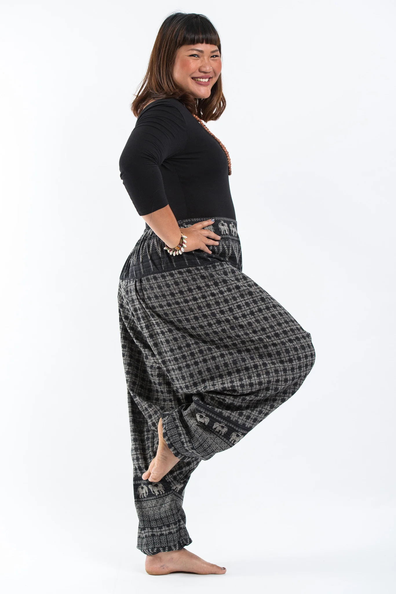 1335-Plus-Size-Hill-Tribe-Elephant-Women-s-Elephant-Pants-in-Black-3.webp Plus Size Hill Tribe Elephant Women's Elephant Pants in Black