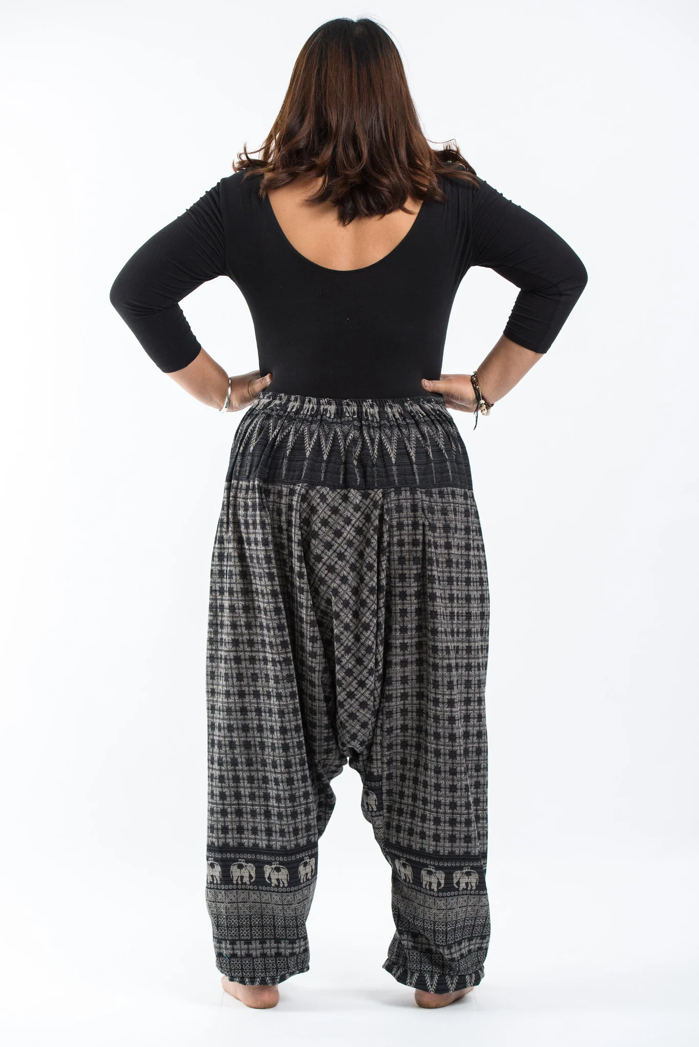 1335-Plus-Size-Hill-Tribe-Elephant-Women-s-Elephant-Pants-in-Black-4.webp Plus Size Hill Tribe Elephant Women's Elephant Pants in Black