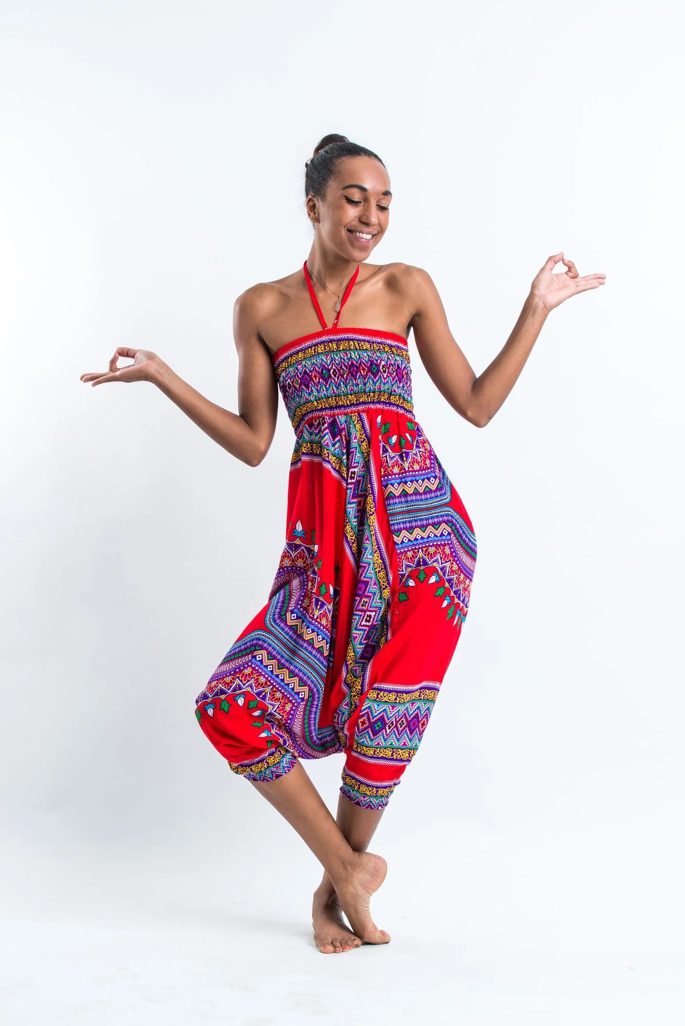 1342-Dashiki-Prints-2-in-1-Jumpsuit-Harem-Pants-in-Red-4.webp Dashiki Prints 2-in-1 Jumpsuit Harem Pants in Red