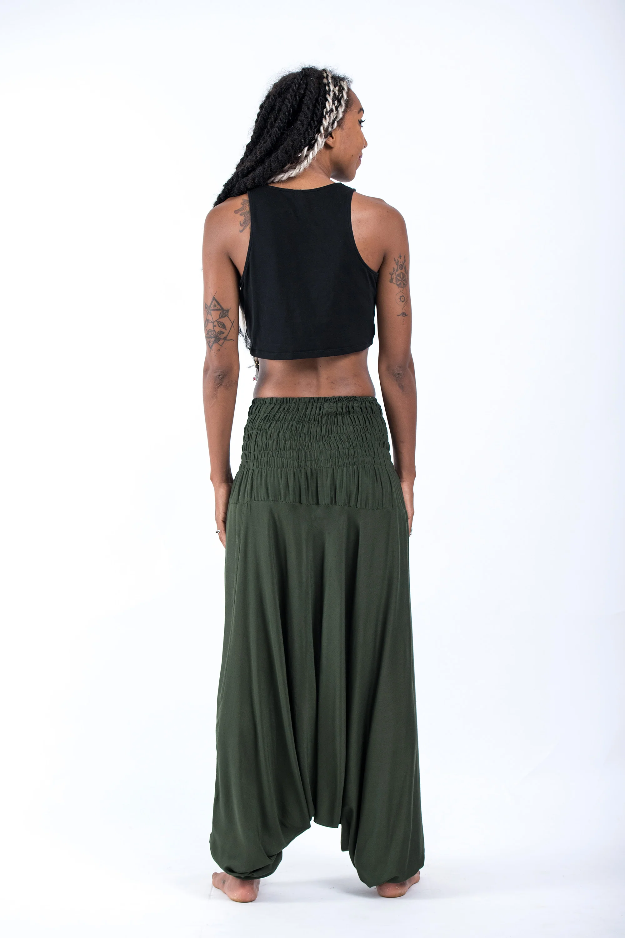 1344-Solid-Color-2-in-1-Jumpsuit-Harem-Pants-in-Dark-Green-4.webp Solid Color 2-in-1 Jumpsuit Harem Pants in Dark Green