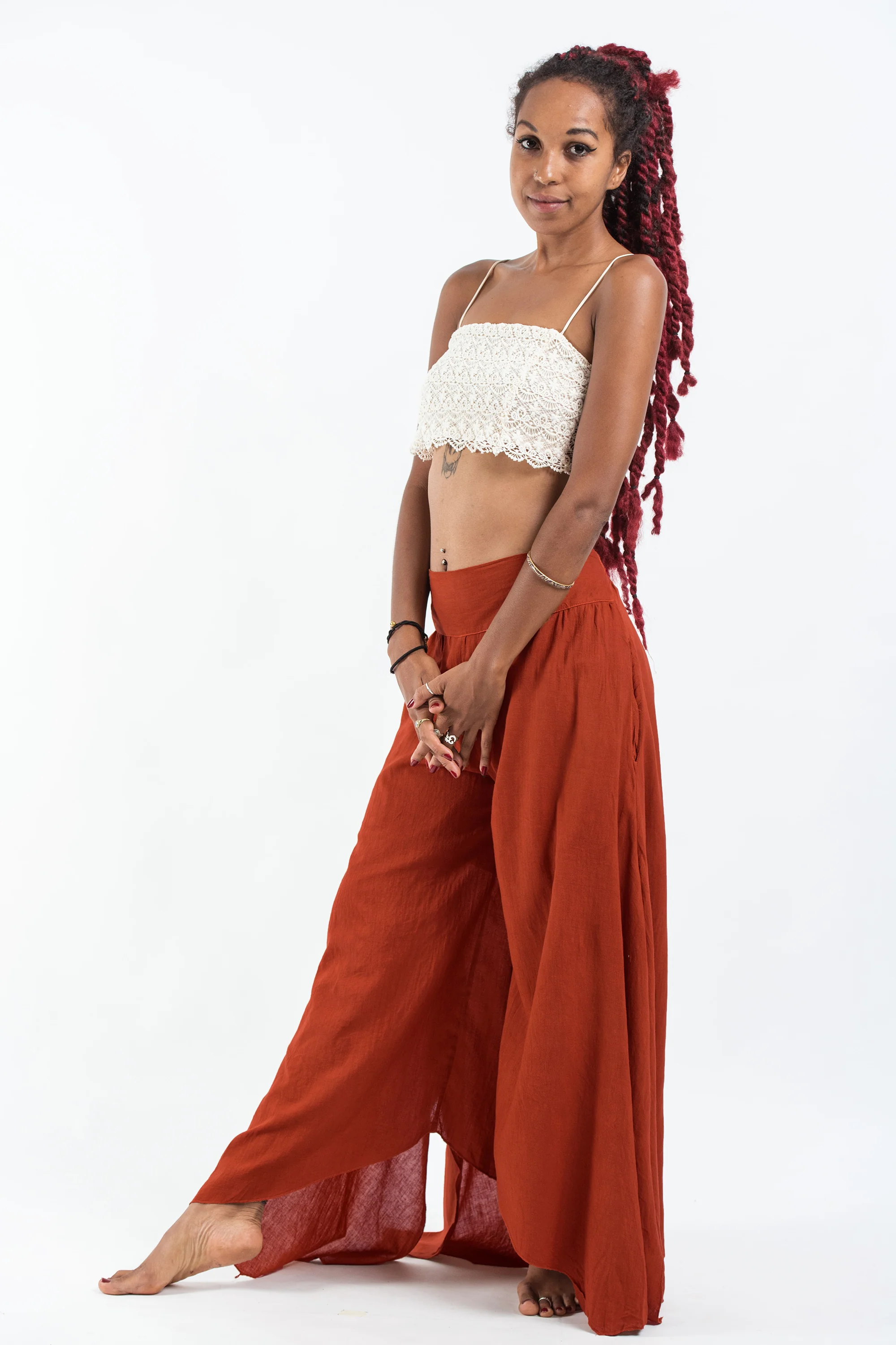 1348-Women-s-Cotton-Tinkerbell-Palazzo-Pants-in-Brick-5.webp Women's Cotton Tinkerbell Palazzo Pants in Brick