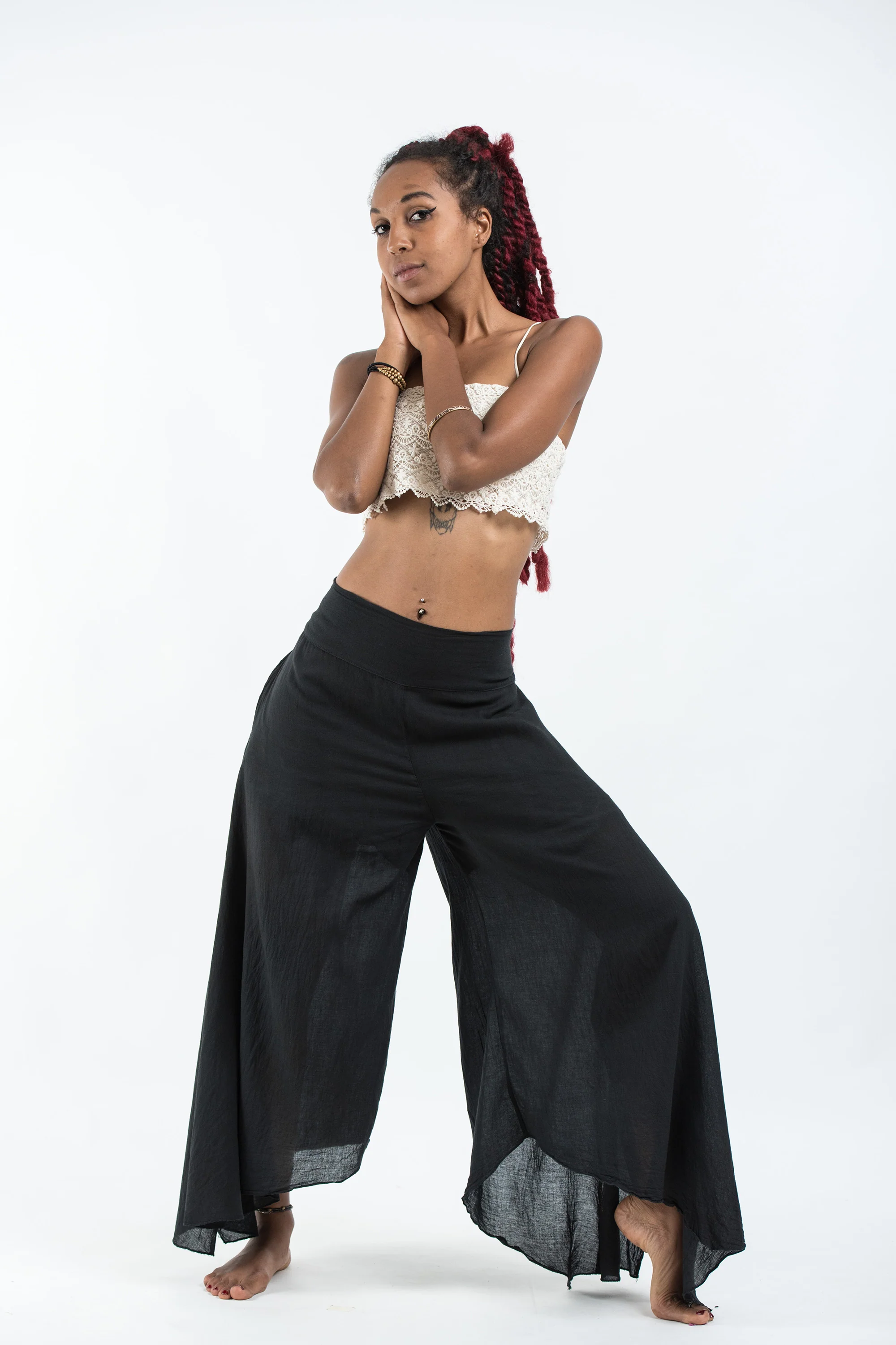 1351-Women-s-Cotton-Tinkerbell-Palazzo-Pants-in-Black-5.webp Women's Cotton Tinkerbell Palazzo Pants in Black