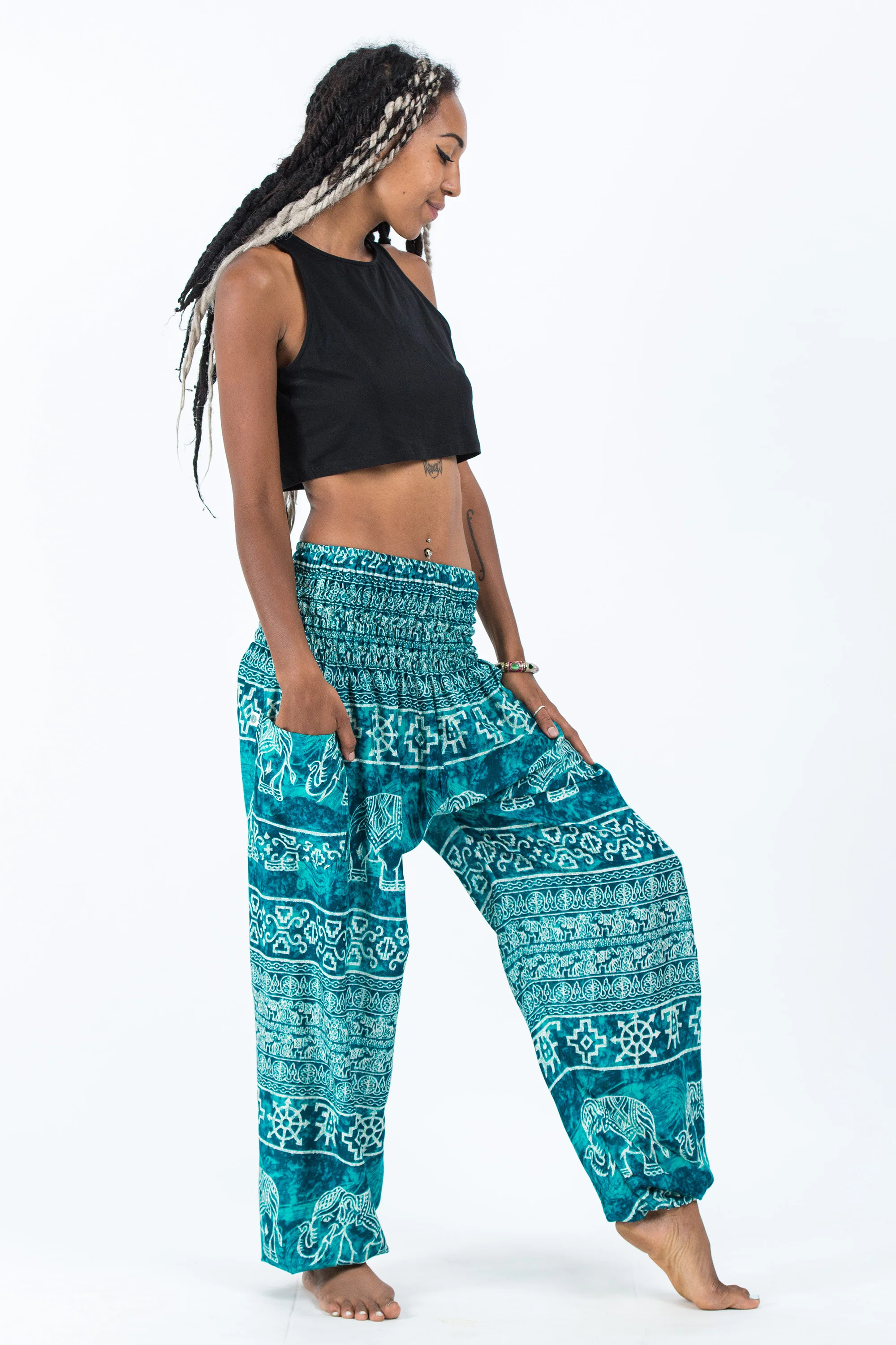 1355-Marble-Elephant-Women-s-Elephant-Pants-in-Turquoise-3.webp Marble Elephant Women's Elephant Pants in Turquoise
