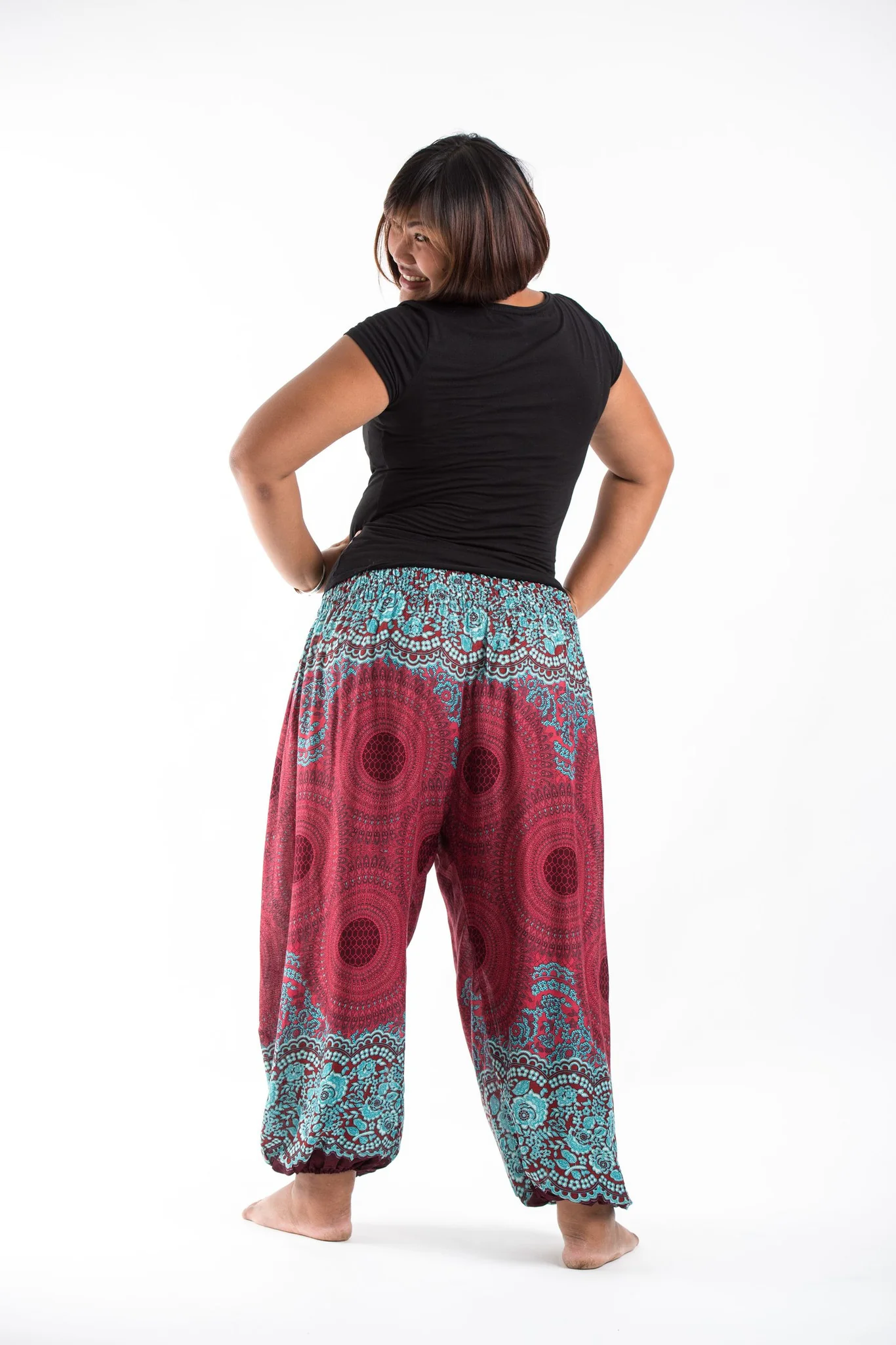 1356-Plus-Size-Geometric-Mandalas-Women-s-Harem-Pants-in-Red-3.webp Plus Size Geometric Mandalas Women's Harem Pants in Red