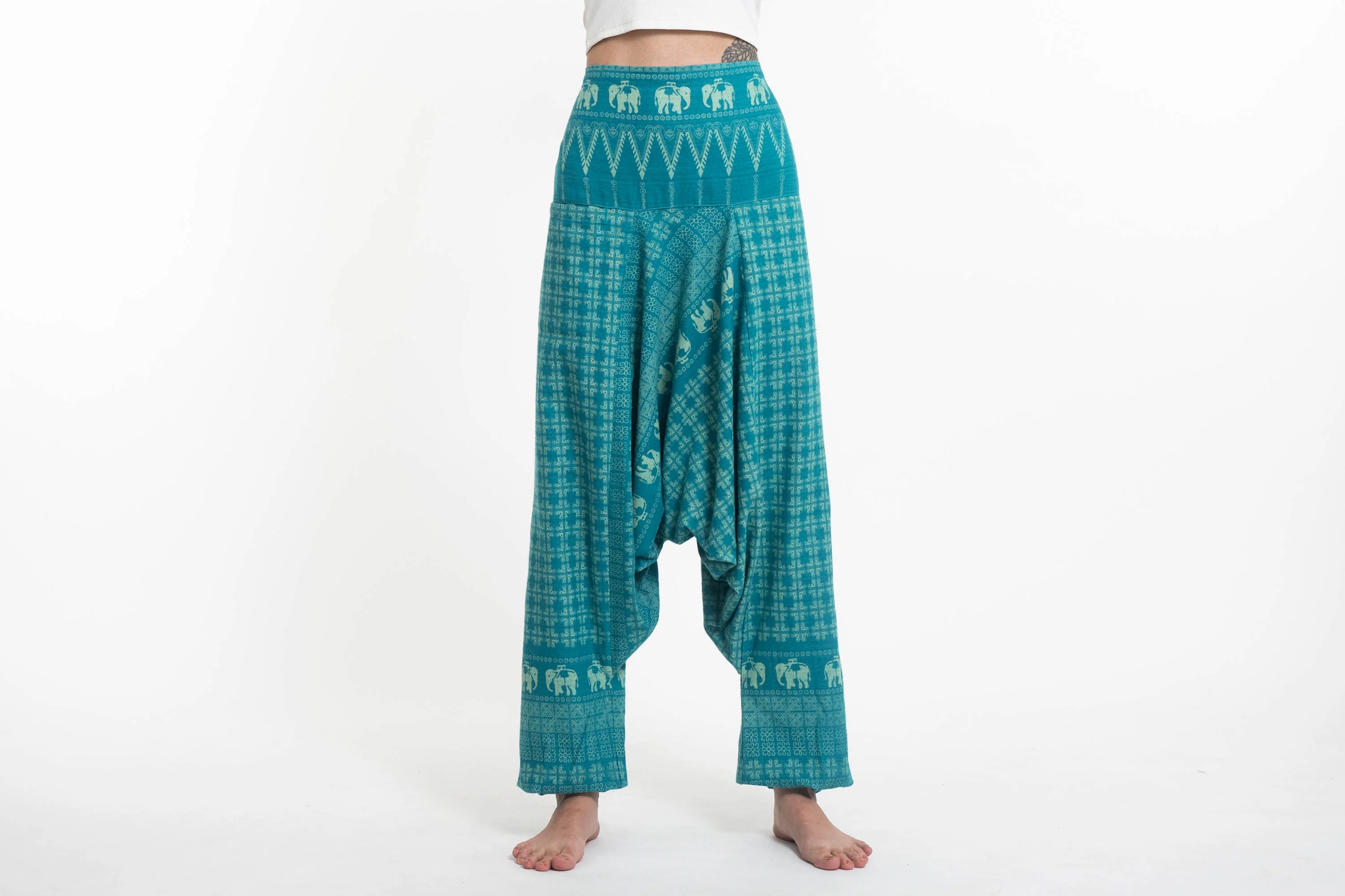 1360-Hill-Tribe-Elephant-Women-s-Elephant-Pants-in-Turquoise-2.webp Hill Tribe Elephant Women's Elephant Pants in Turquoise