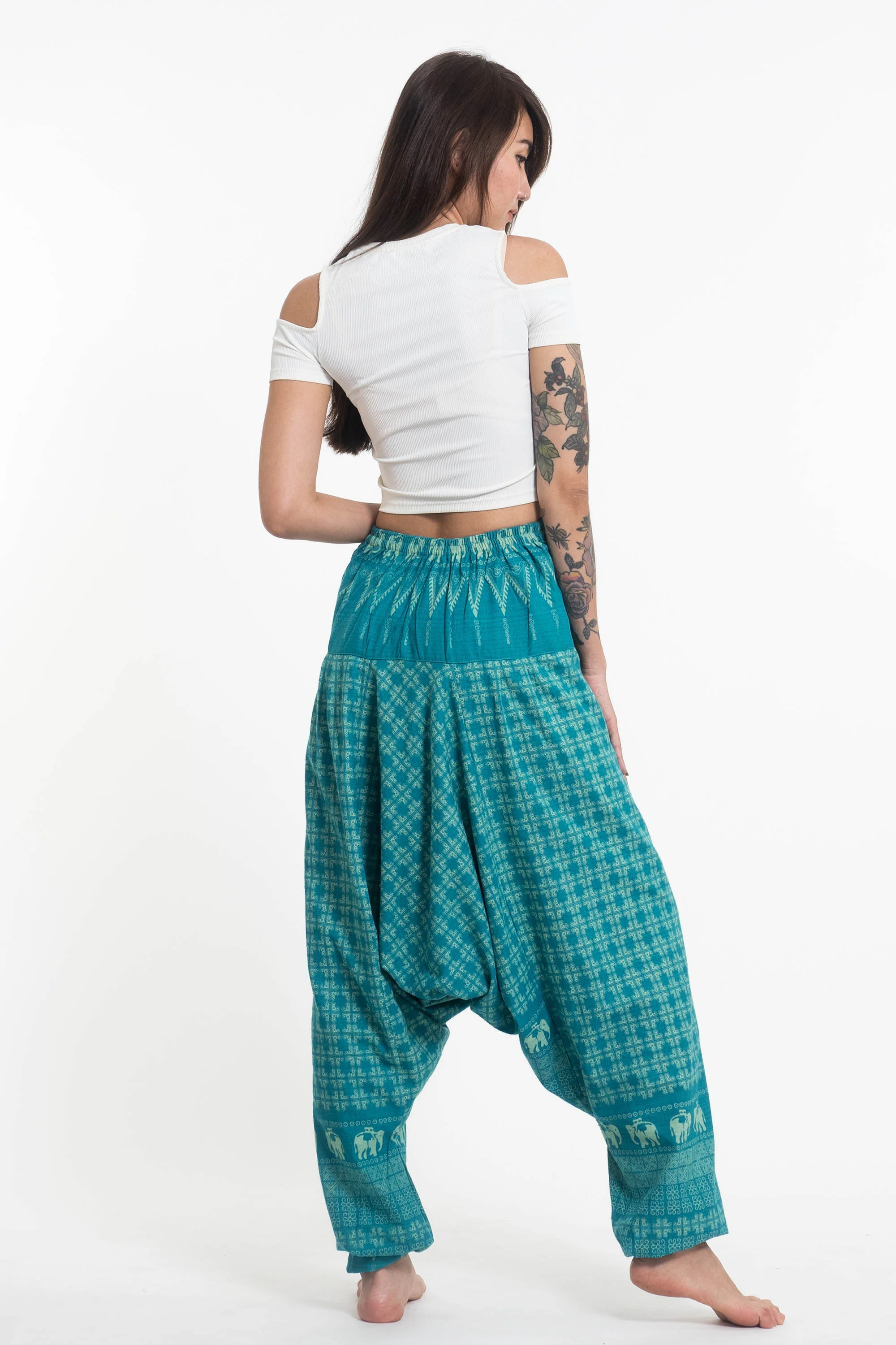 1360-Hill-Tribe-Elephant-Women-s-Elephant-Pants-in-Turquoise-5.webp Hill Tribe Elephant Women's Elephant Pants in Turquoise