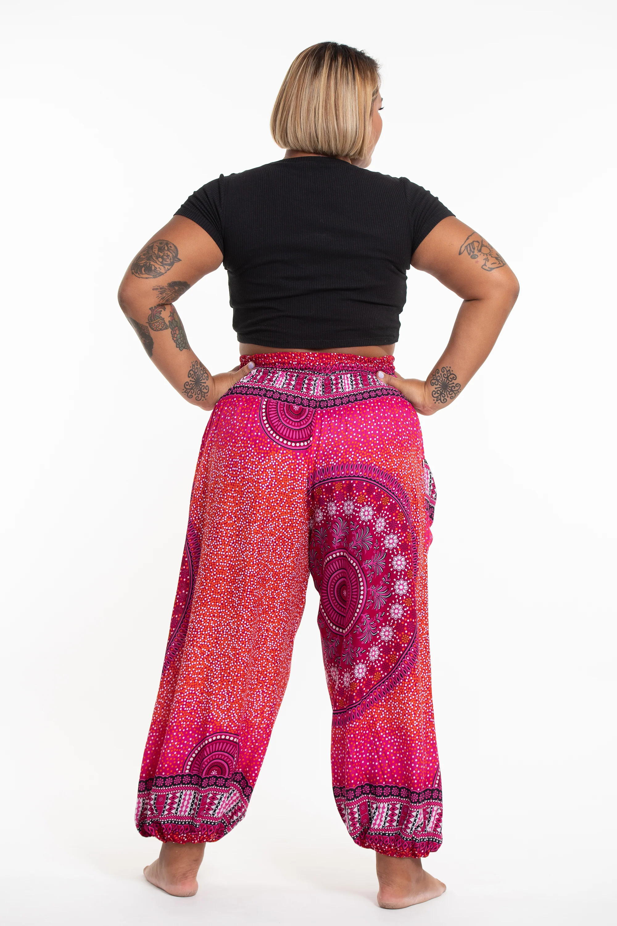 1361-Plus-Size-Tribal-Chakras-Women-s-Harem-Pants-in-Pink-4.webp Plus Size Tribal Chakras Women's Harem Pants in Pink