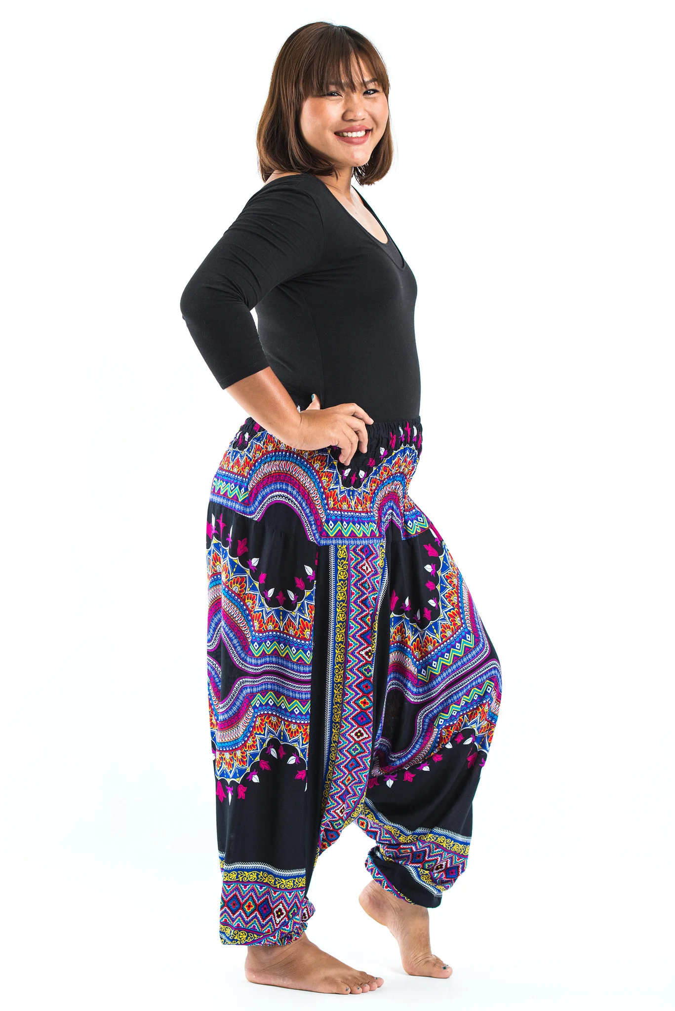 1369-Plus-Size-Dashiki-Prints-2-in-1-Jumpsuit-Harem-Pants-in-Black-3.webp Plus Size Dashiki Prints 2-in-1 Jumpsuit Harem Pants in Black