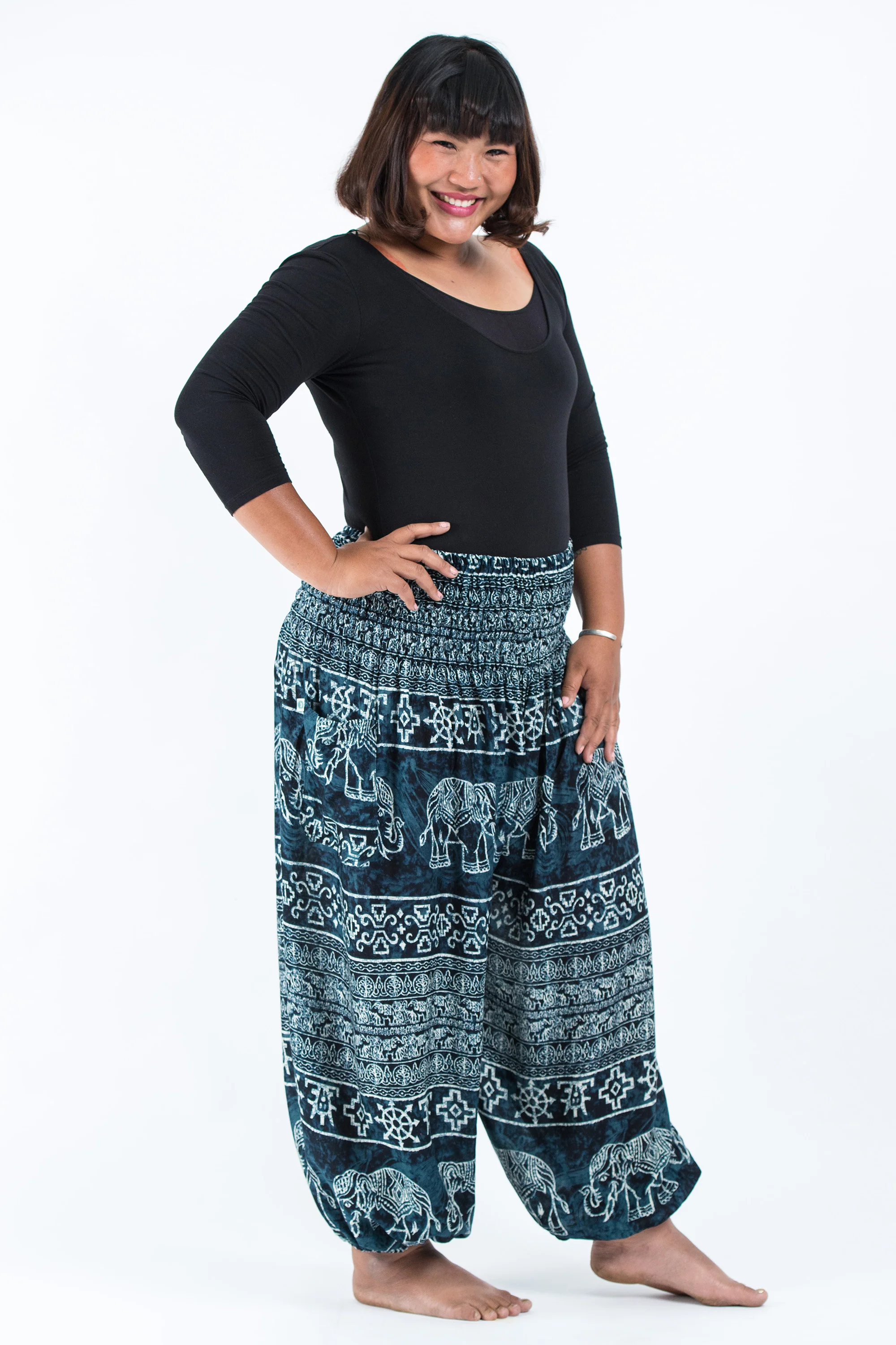 1370-Plus-Size-Marble-Elephant-Women-s-Elephant-Pants-in-Black-3.webp Plus Size Marble Elephant Women's Elephant Pants in Black