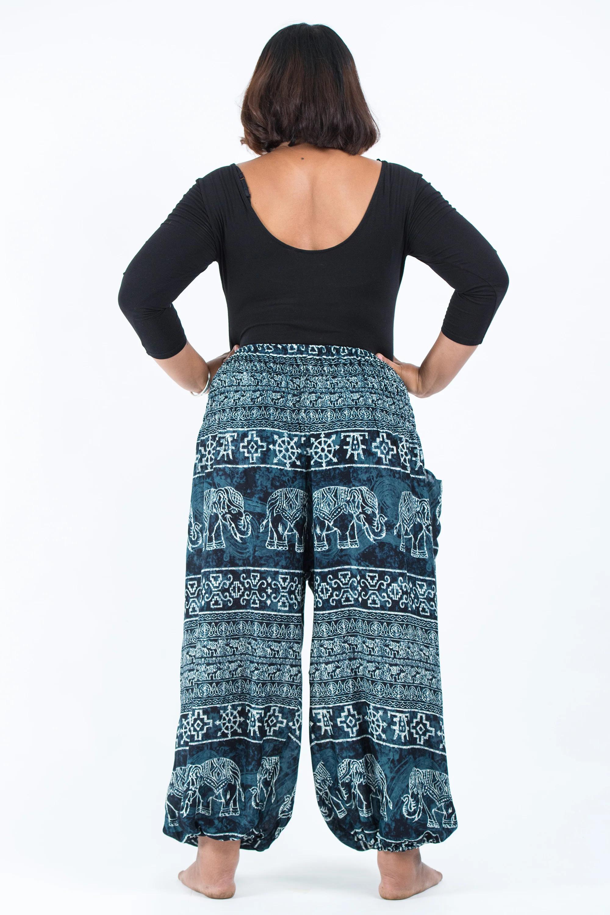 1370-Plus-Size-Marble-Elephant-Women-s-Elephant-Pants-in-Black-4.webp Plus Size Marble Elephant Women's Elephant Pants in Black