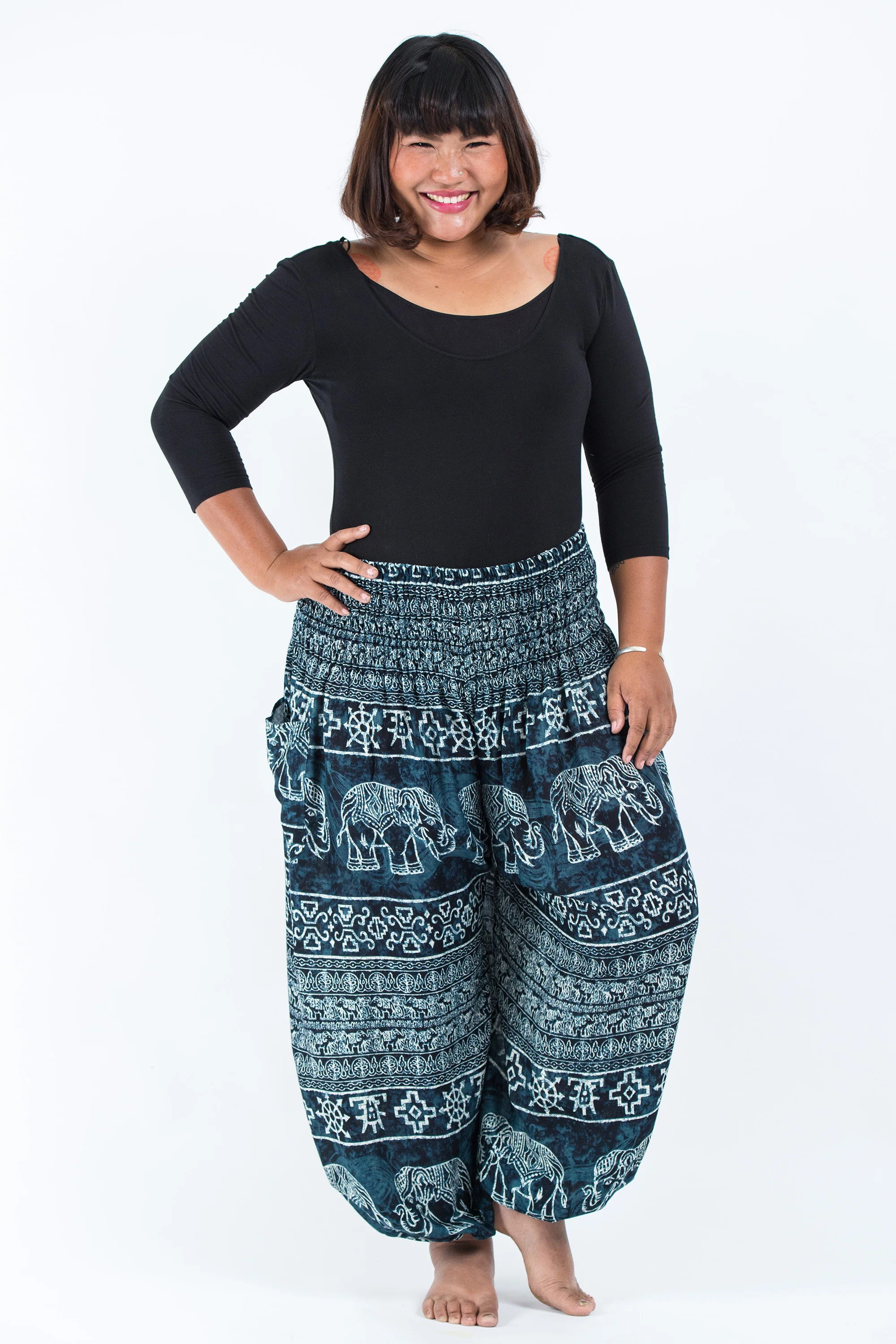 1370-Plus-Size-Marble-Elephant-Women-s-Elephant-Pants-in-Black-5.webp Plus Size Marble Elephant Women's Elephant Pants in Black