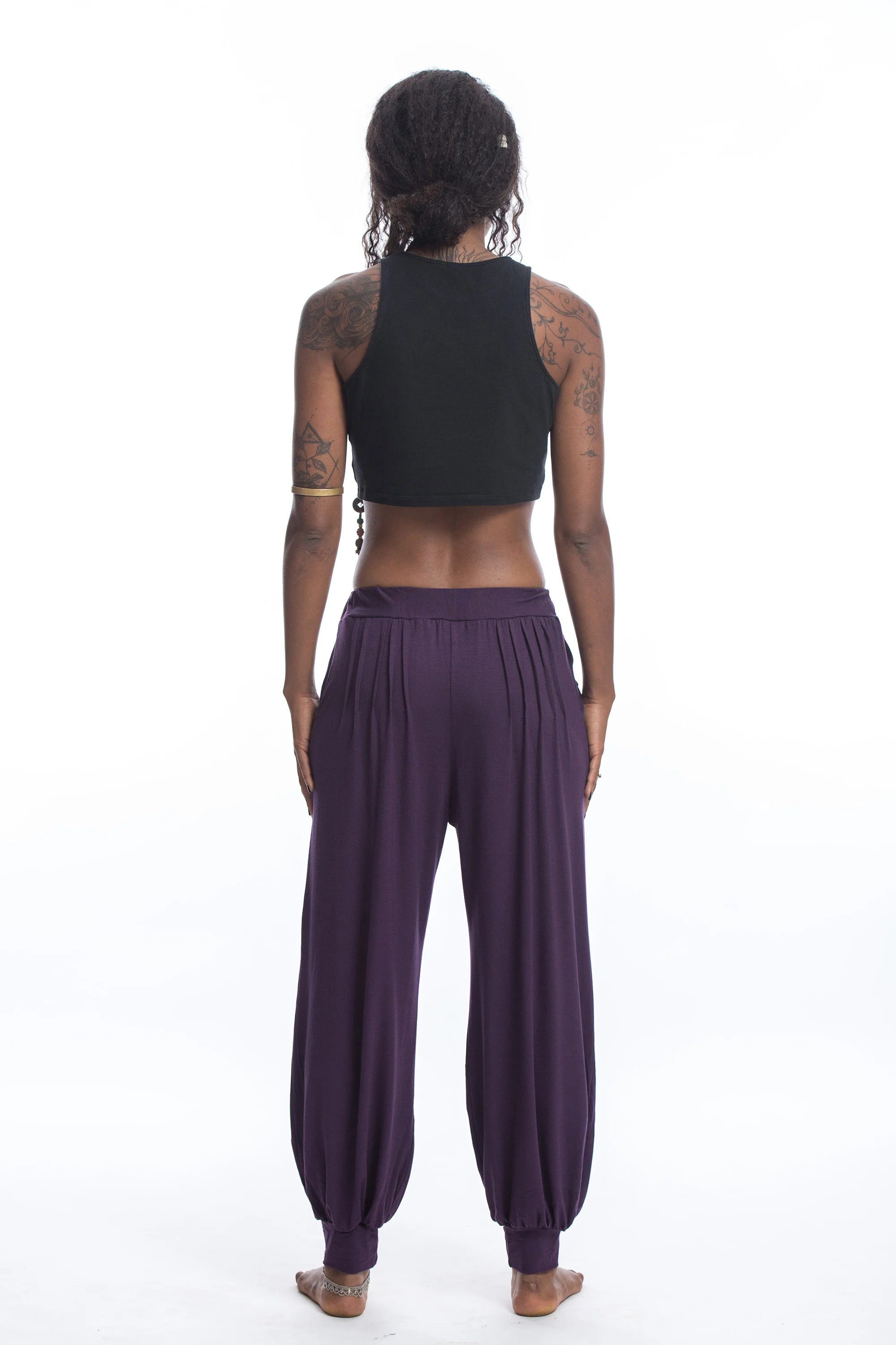 1373-Cotton-Women-Harem-Pants-in-Solid-Purple-4.webp Cotton Women Harem Pants in Solid Purple
