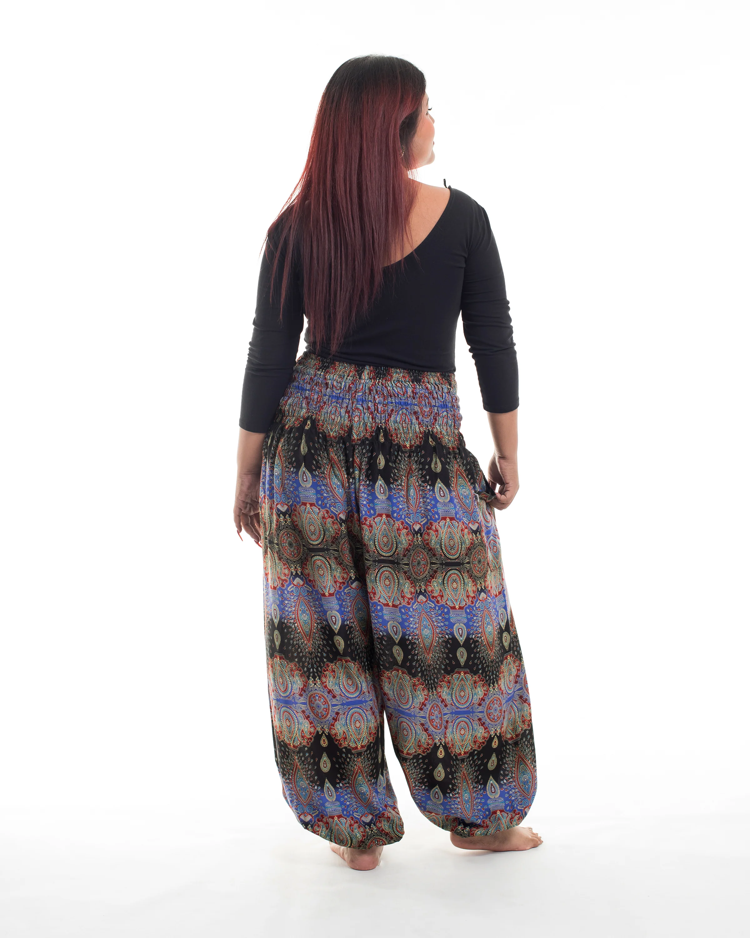 1376-Plus-Size-Paisley-Women-s-Harem-Pants-in-Blue-4.webp Plus Size Paisley Women's Harem Pants in Blue