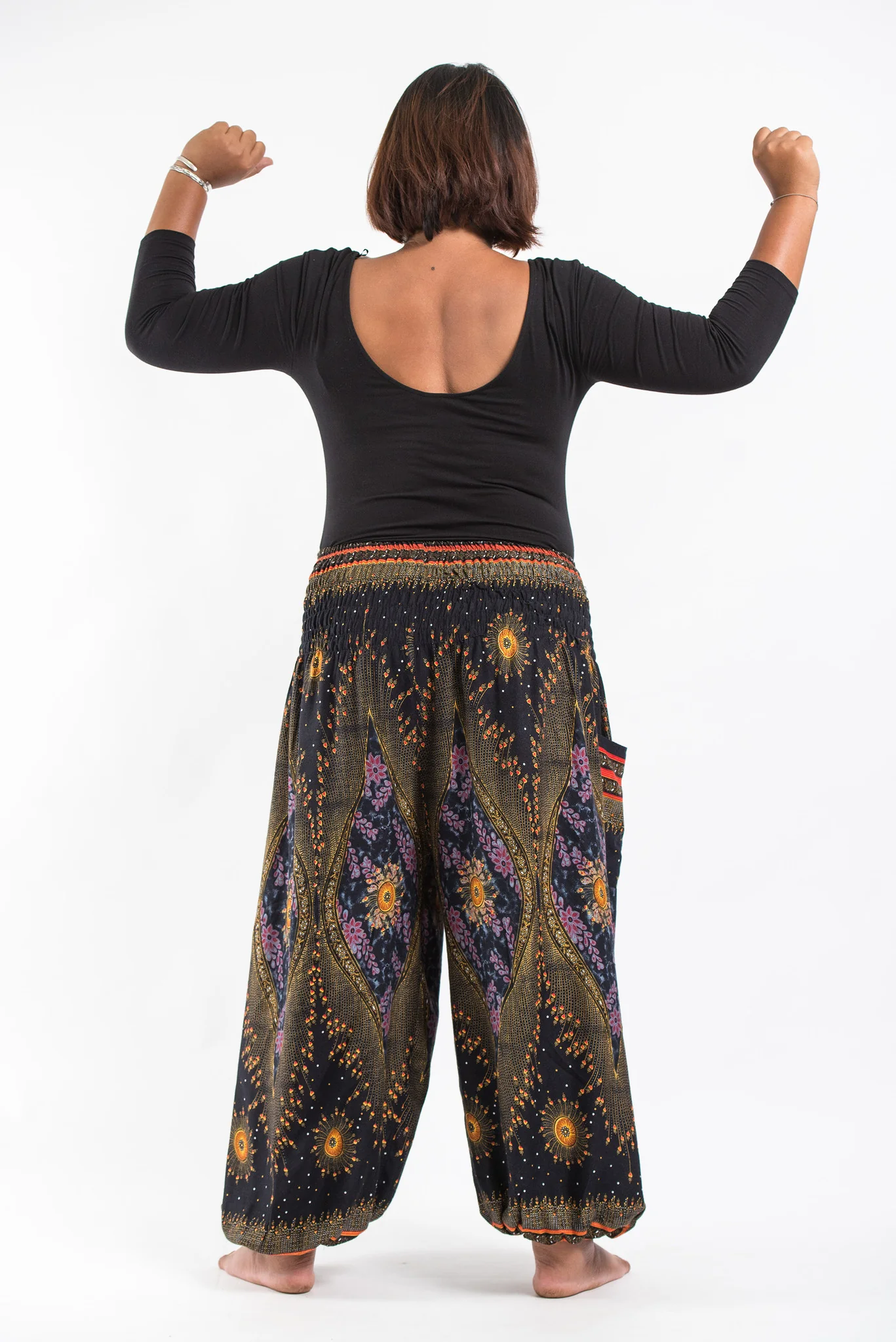 1377-Plus-Size-Peacock-Eye-Women-s-Harem-Pants-in-Black-4.webp Plus Size Peacock Eye Women's Harem Pants in Black