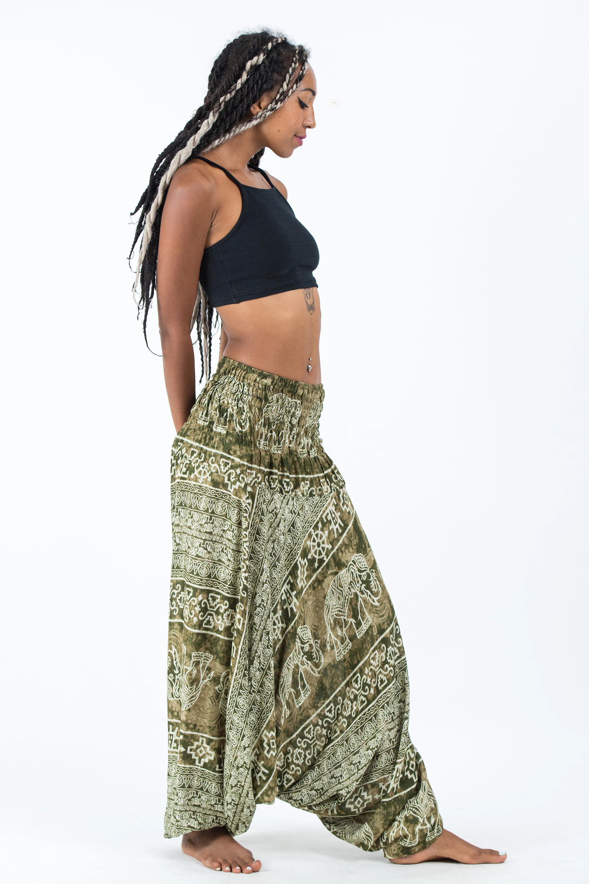 1383-Marble-Elephant-2-in-1-Jumpsuit-Elephant-Pants-in-Olive-3.webp Marble Elephant 2-in-1 Jumpsuit Elephant Pants in Olive