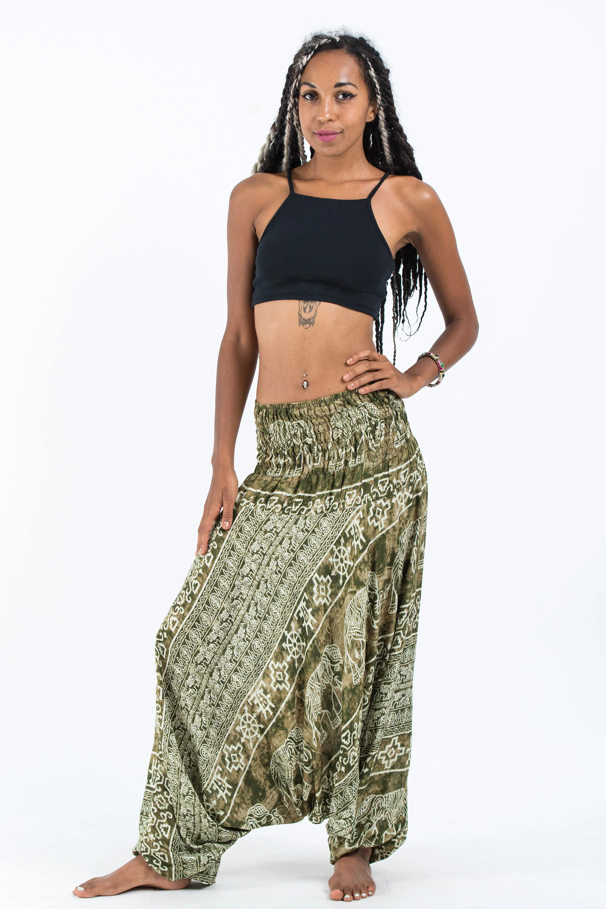 1383-Marble-Elephant-2-in-1-Jumpsuit-Elephant-Pants-in-Olive-5.webp Marble Elephant 2-in-1 Jumpsuit Elephant Pants in Olive