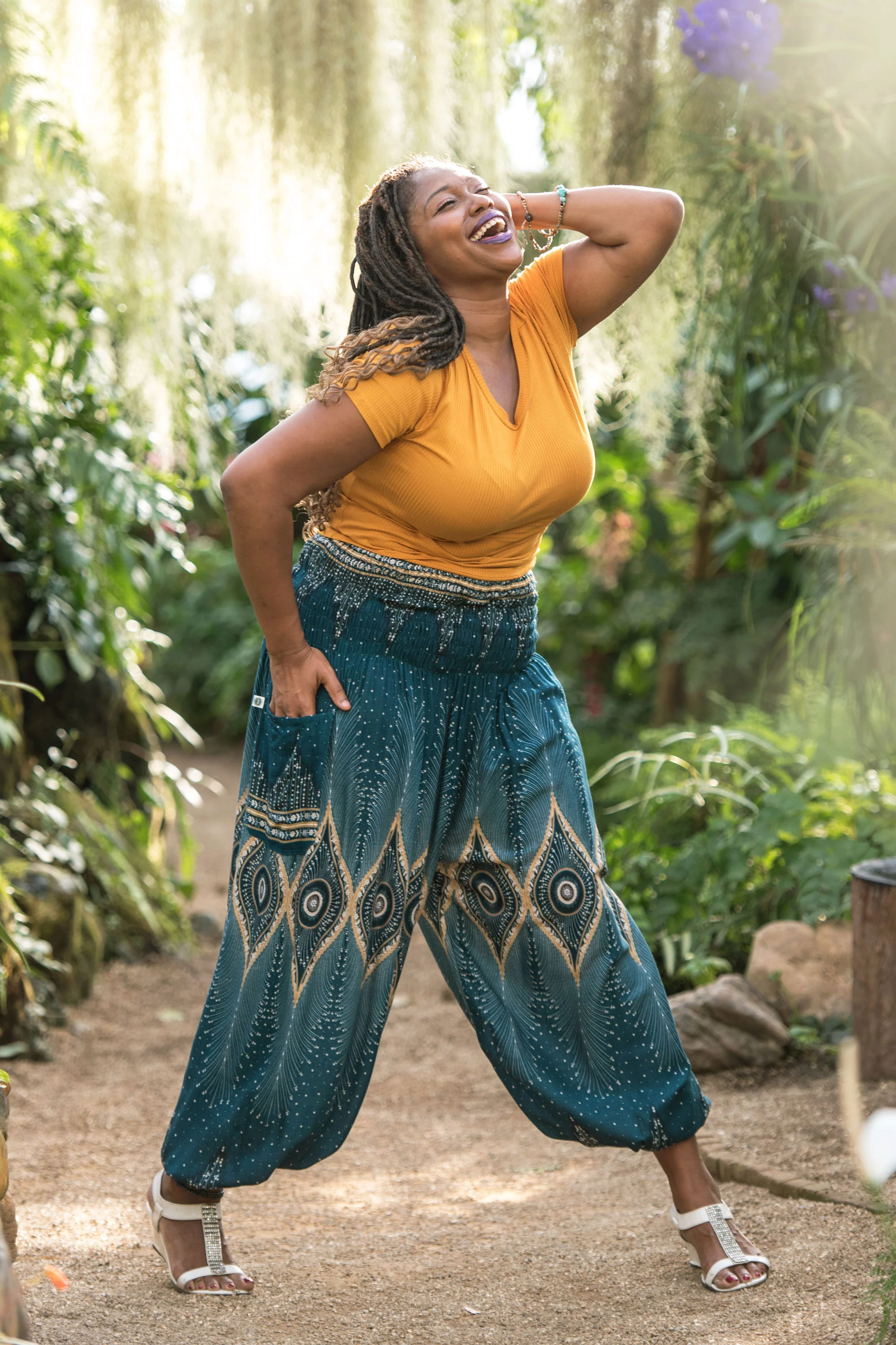 1385-Plus-Size-Diamond-Peacock-Women-s-Harem-Pants-in-Turquoise-3.webp Plus Size Diamond Peacock Women's Harem Pants in Turquoise