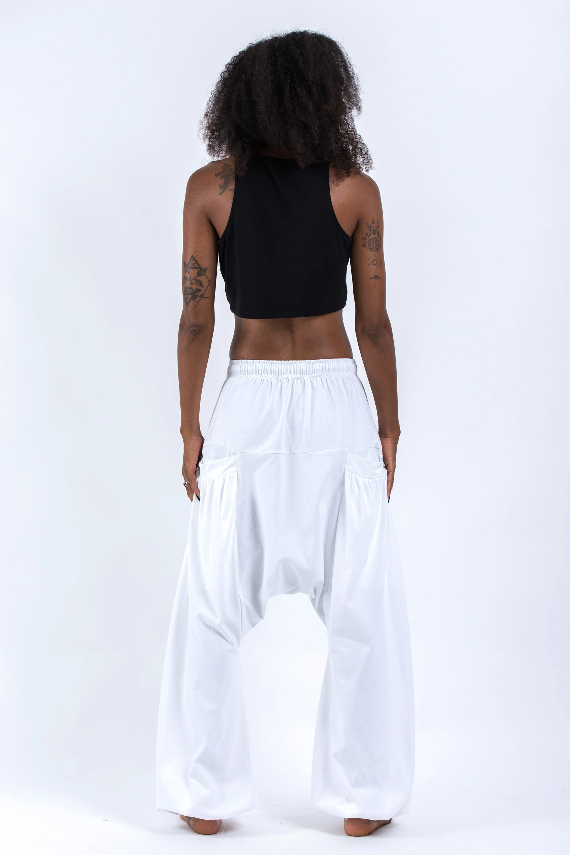 1387-Cotton-Women-Harem-Pants-in-Solid-White-4.webp Cotton Women Harem Pants in Solid White