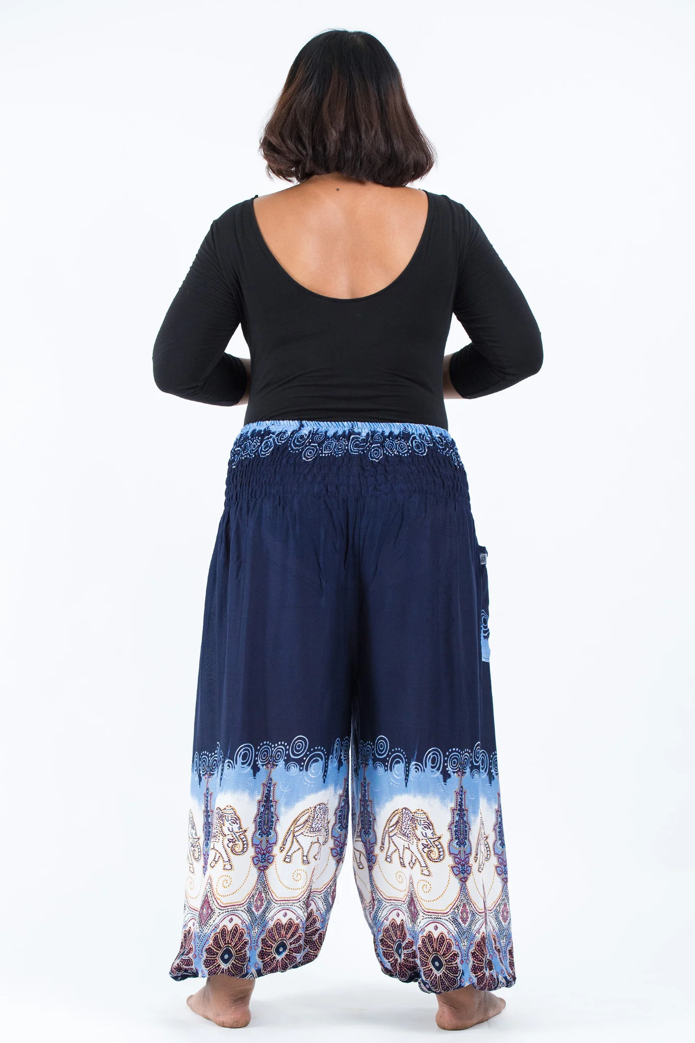 1389-Plus-Size-Solid-Top-Elephant-Women-s-Elephant-Pants-in-Blue-4.webp Plus Size Solid Top Elephant Women's Elephant Pants in Blue