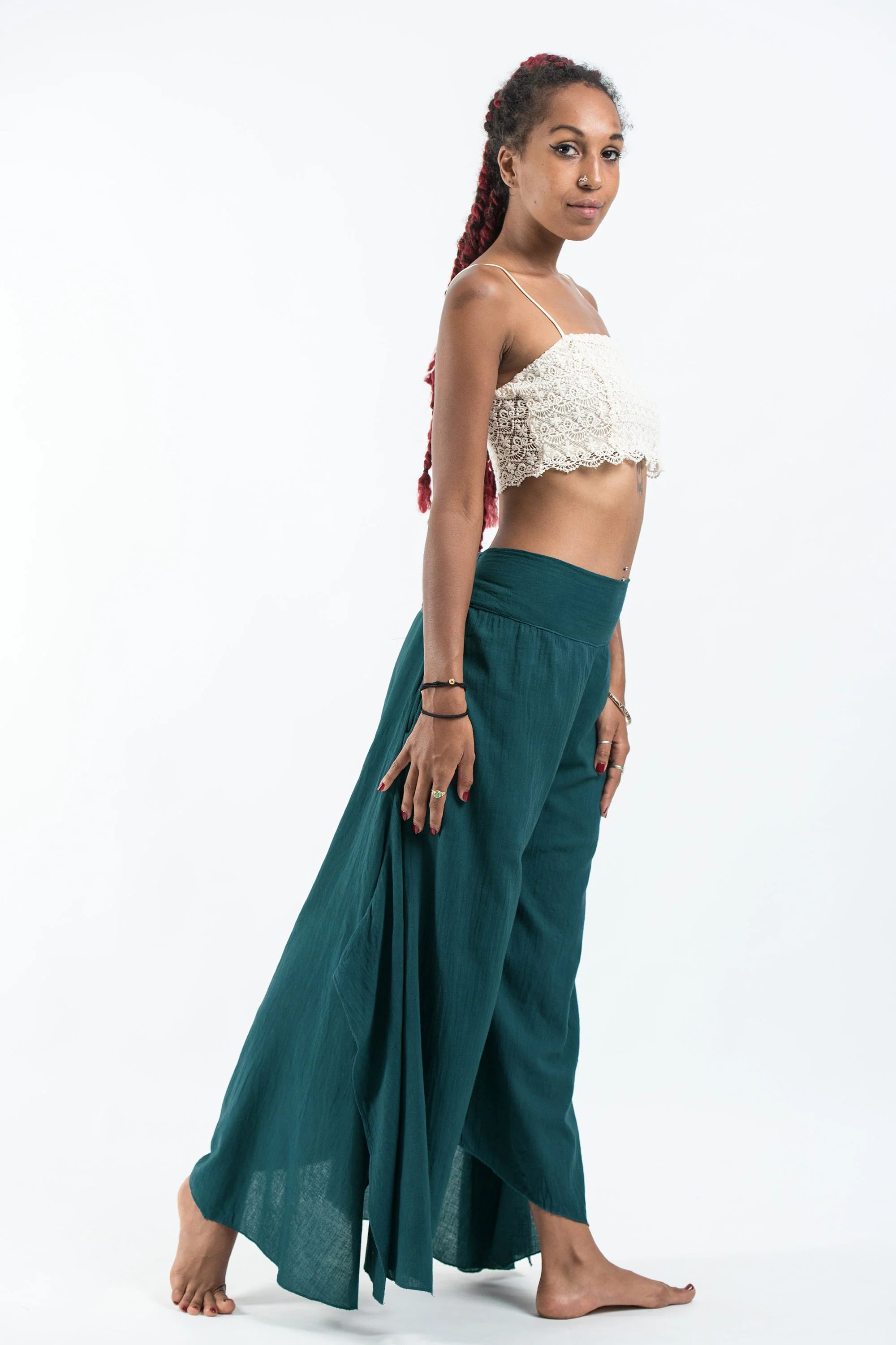 1390-Women-s-Cotton-Tinkerbell-Palazzo-Pants-in-Teal-3.webp Women's Cotton Tinkerbell Palazzo Pants in Teal