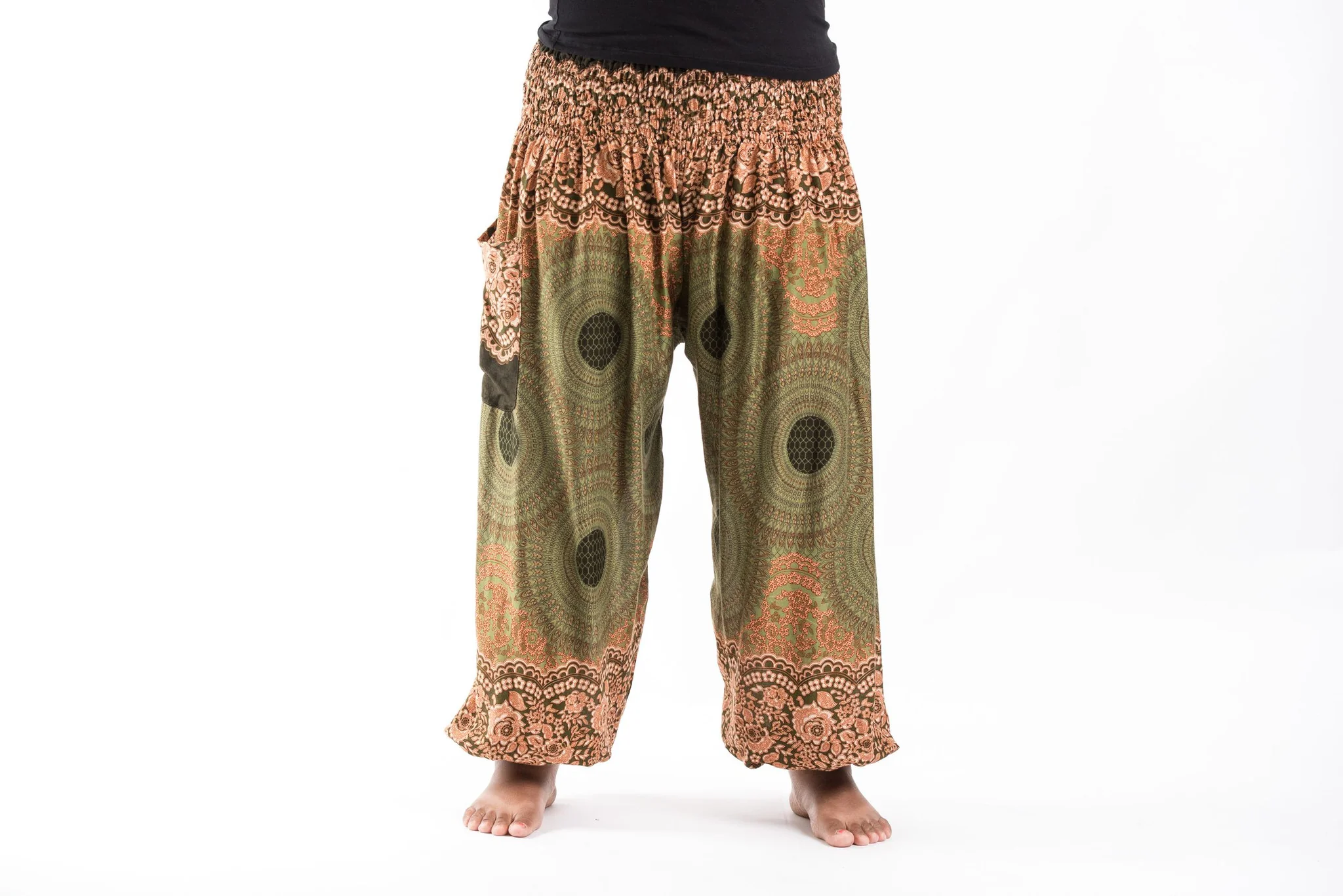 1392-Plus-Size-Geometric-Mandalas-Women-s-Harem-Pants-in-Olive-2.webp Plus Size Geometric Mandalas Women's Harem Pants in Olive