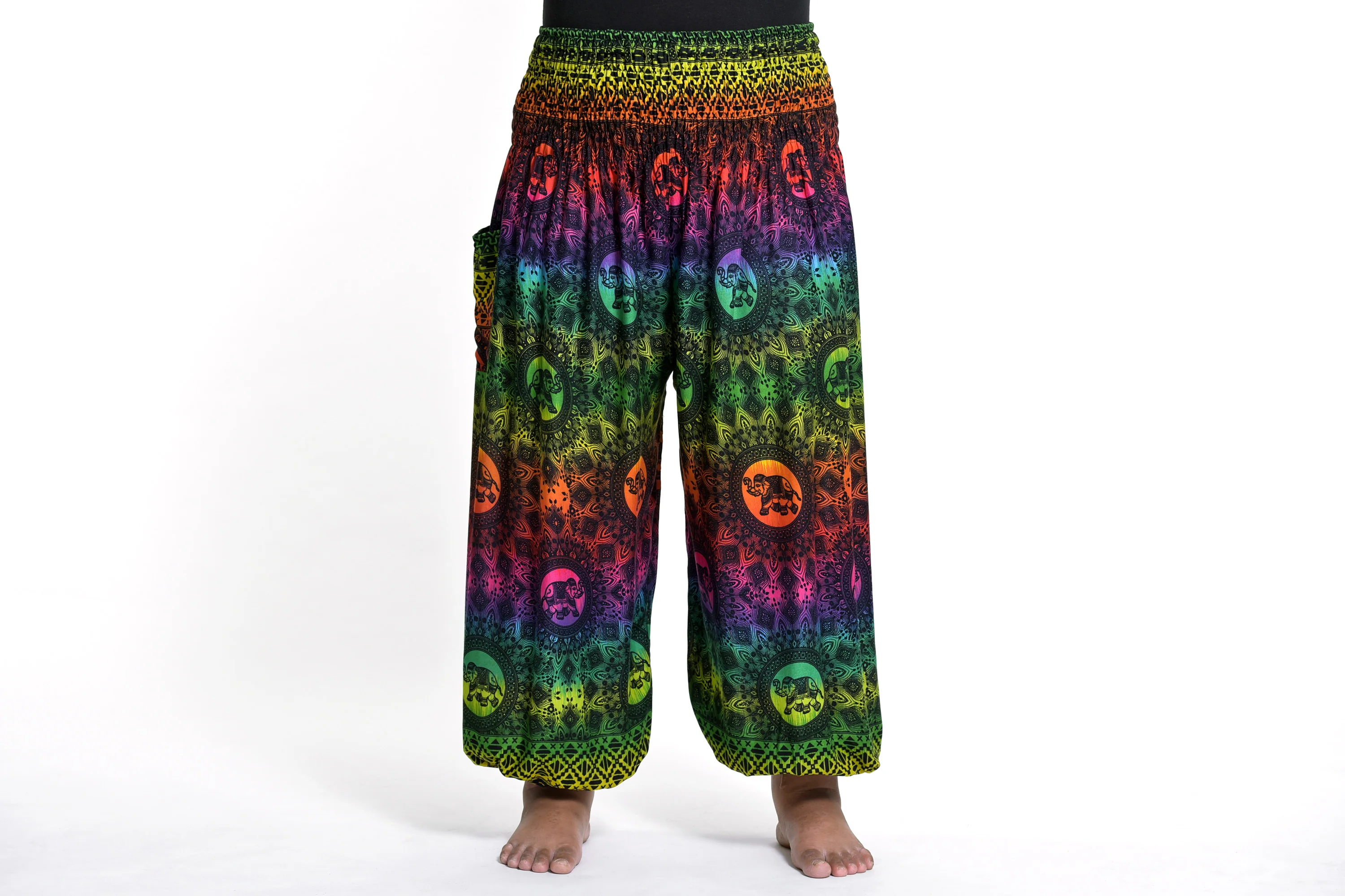 1393-Plus-Size-Rainbow-Elephant-Women-s-Elephant-Pants-in-Green-5.webp Plus Size Rainbow Elephant Women's Elephant Pants in Green