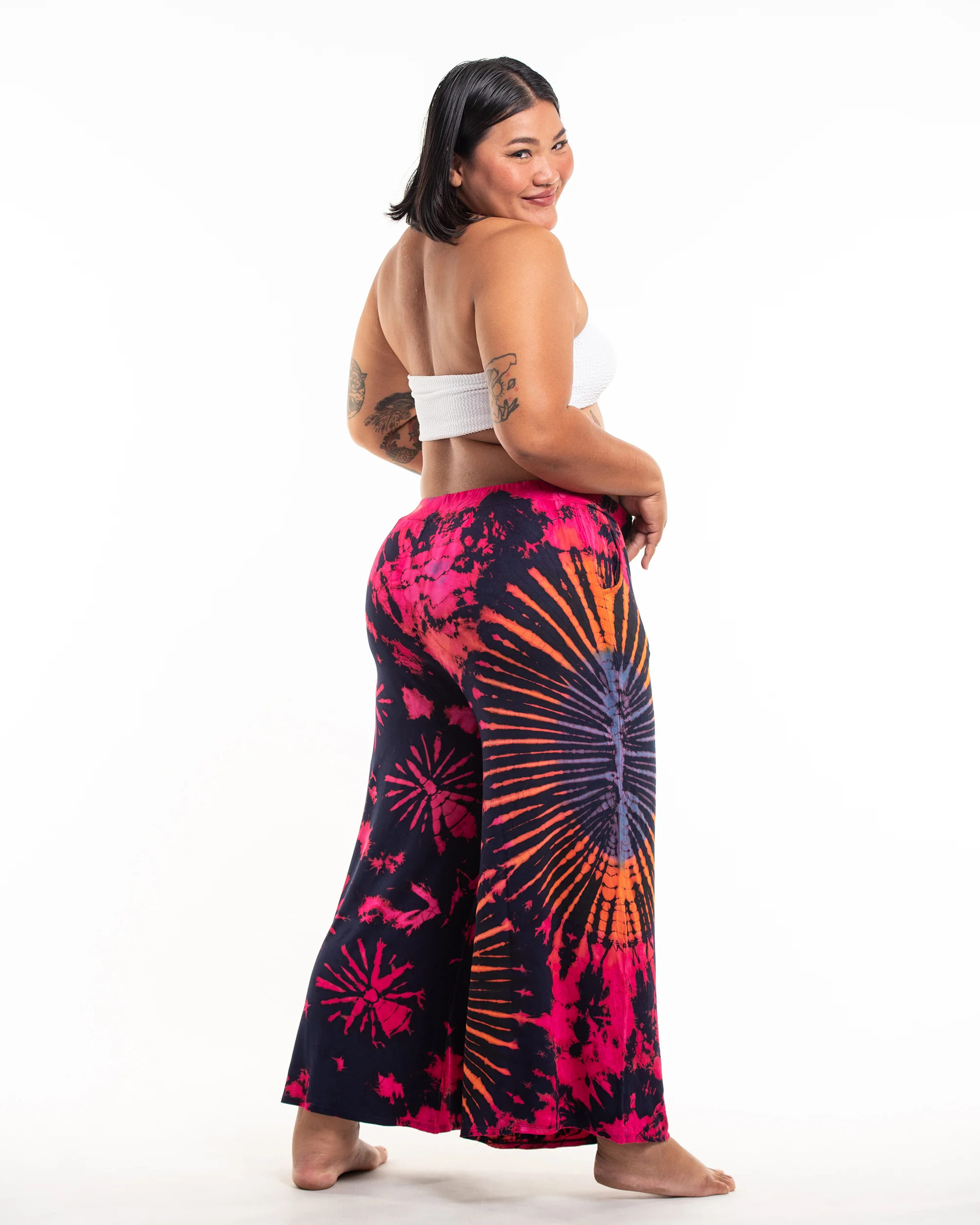 1397-Plus-Size-Tie-Dye-Wide-Leg-Palazzo-Harem-Pants-Cotton-in-Purple-3.webp Plus Size Tie Dye Wide Leg Palazzo Harem Pants Cotton in Purple