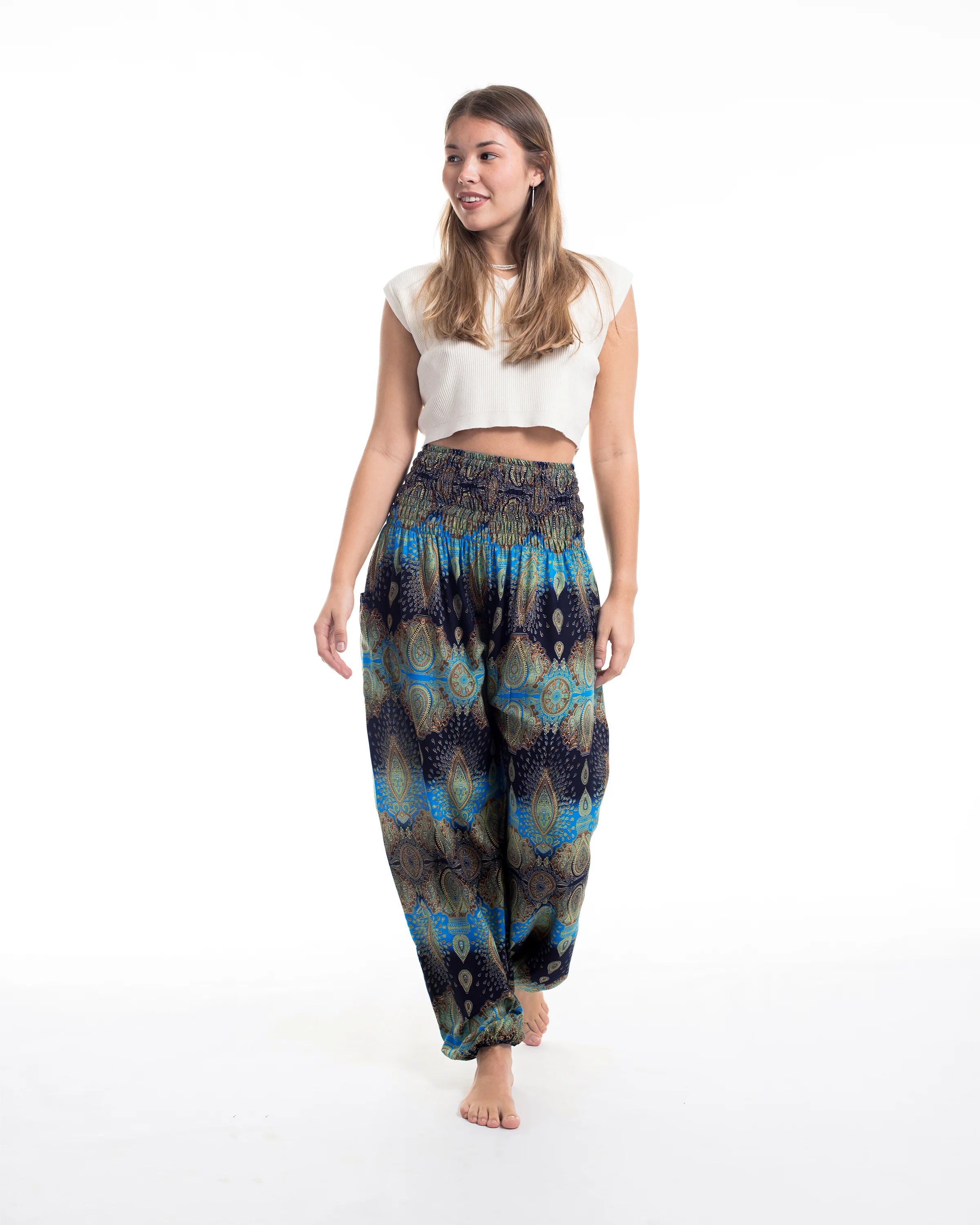 Paisley Women's Harem Pants in Turquoise
