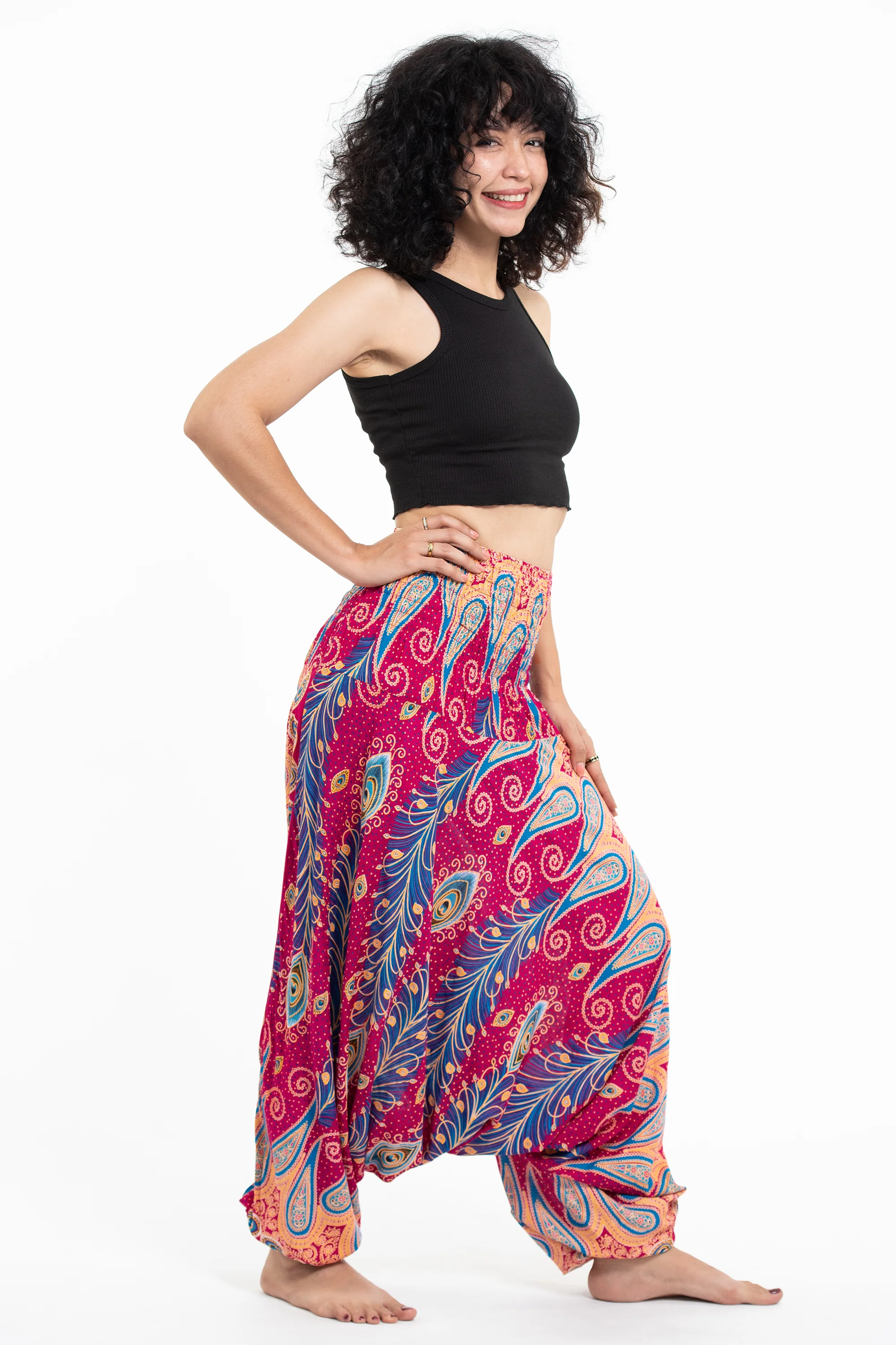 1404-Peacock-Paisley-2-in-1-Jumpsuit-Harem-Pants-in-Pink-3.webp Peacock Paisley 2-in-1 Jumpsuit Harem Pants in Pink