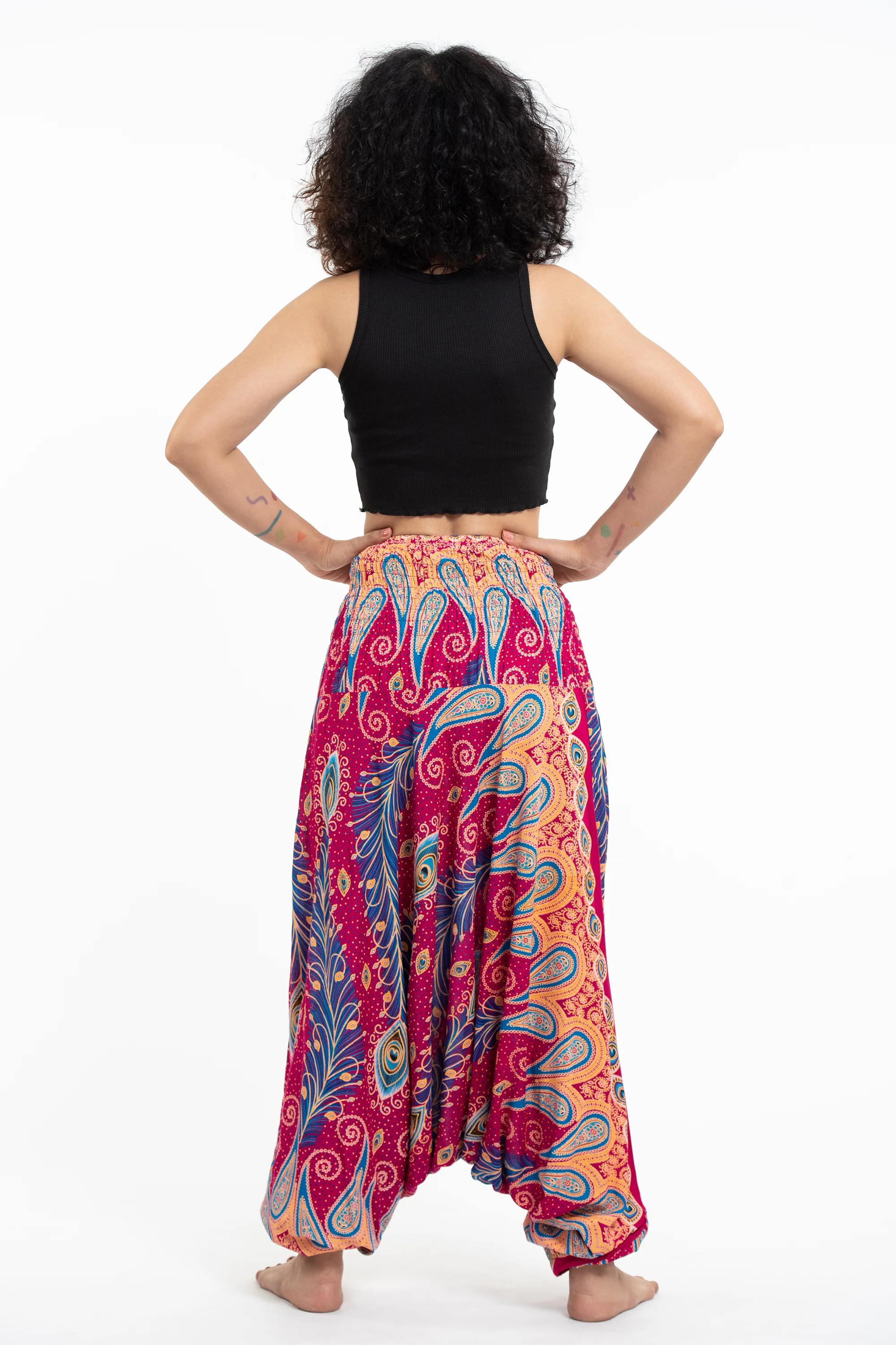 1404-Peacock-Paisley-2-in-1-Jumpsuit-Harem-Pants-in-Pink-4.webp Peacock Paisley 2-in-1 Jumpsuit Harem Pants in Pink