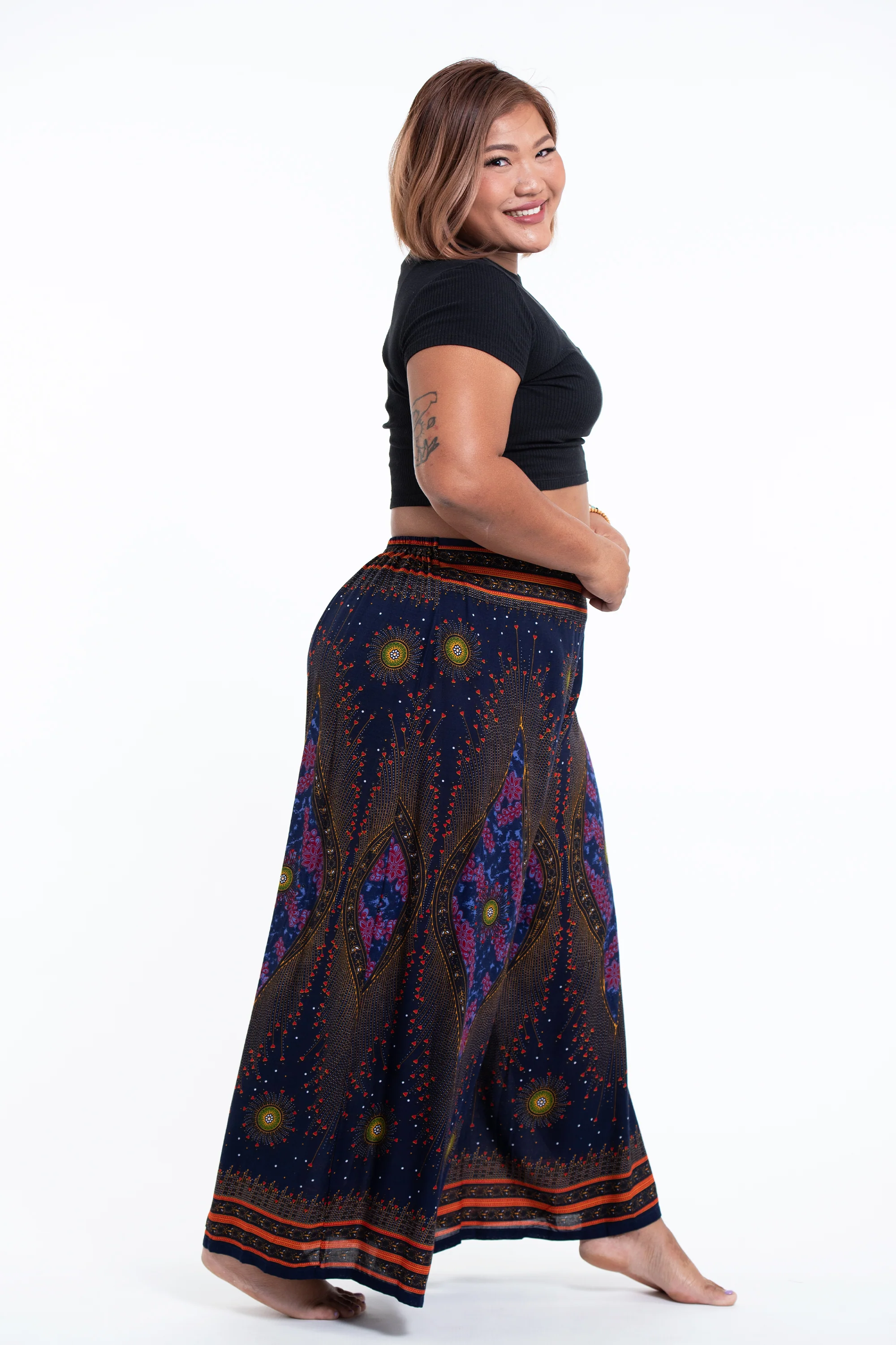 1407-Plus-Size-Peacock-Eyes-Palazzo-Style-Harem-Pants-in-Navy-7.webp Plus Size Peacock Eyes Palazzo Style Harem Pants in Navy