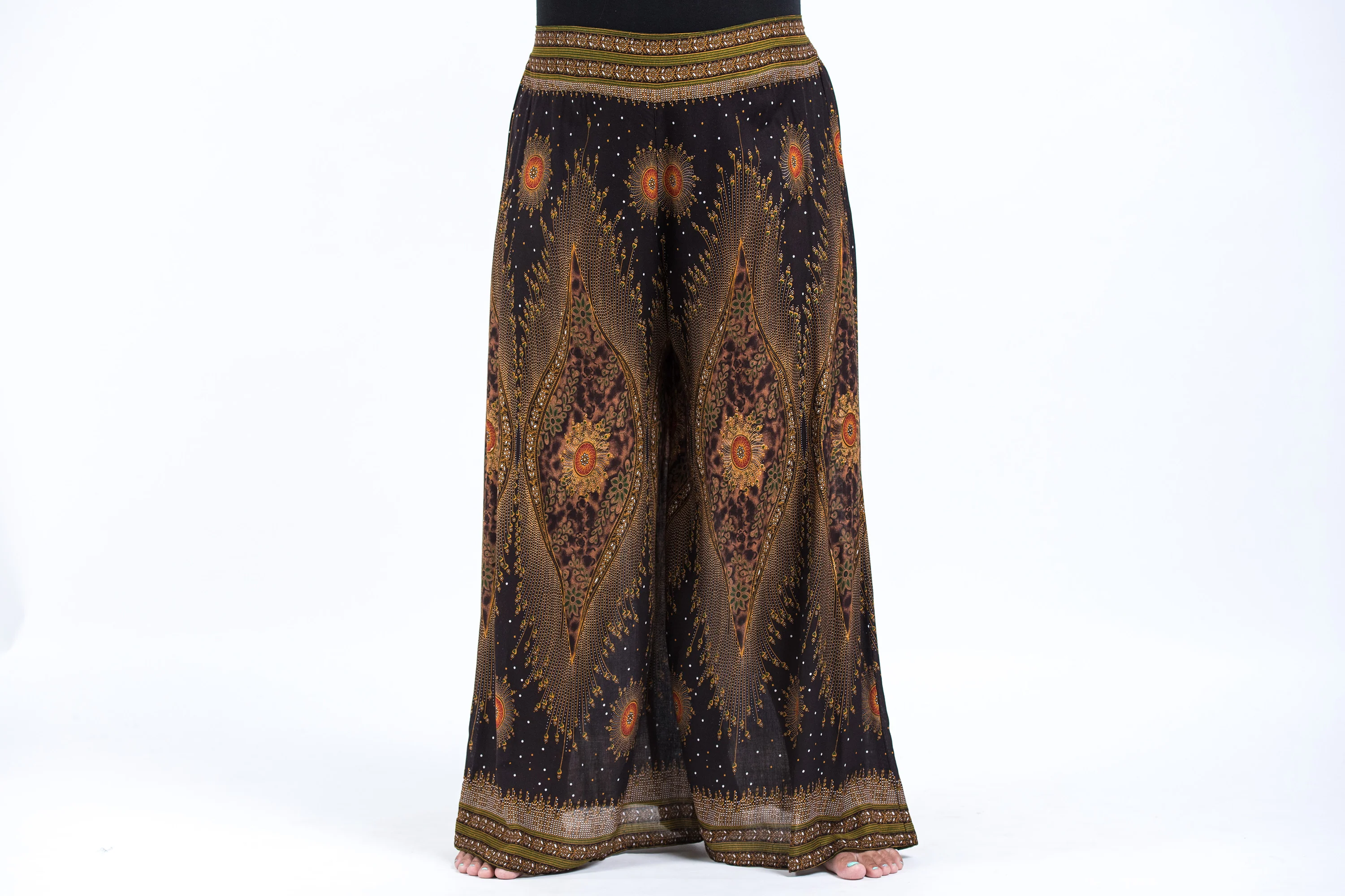 1410-Plus-Size-Peacock-Eyes-Palazzo-Style-Harem-Pants-in-Brown-Gold-5.webp Plus Size Peacock Eyes Palazzo Style Harem Pants in Brown Gold