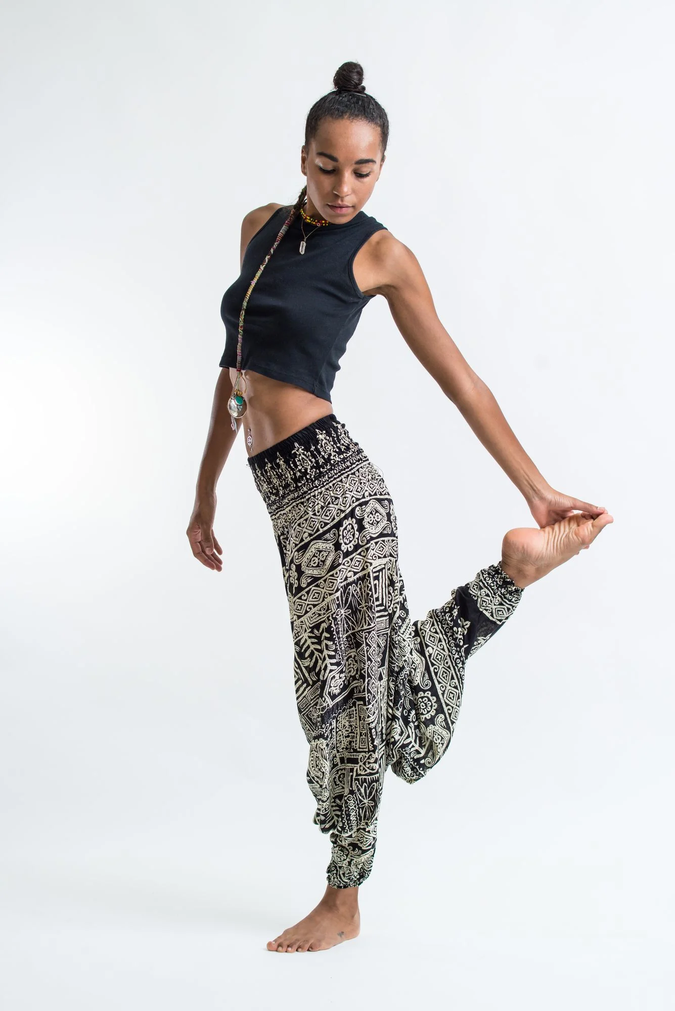 1415-Tribal-Prints-2-in-1-Jumpsuit-Harem-Pants-in-Black-3.webp Tribal Prints 2-in-1 Jumpsuit Harem Pants in Black