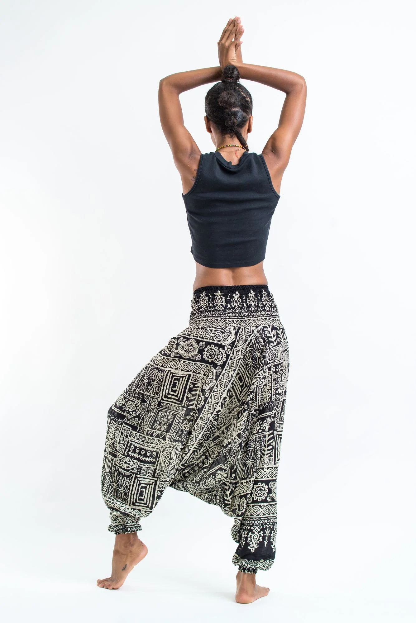 1415-Tribal-Prints-2-in-1-Jumpsuit-Harem-Pants-in-Black-4.webp Tribal Prints 2-in-1 Jumpsuit Harem Pants in Black