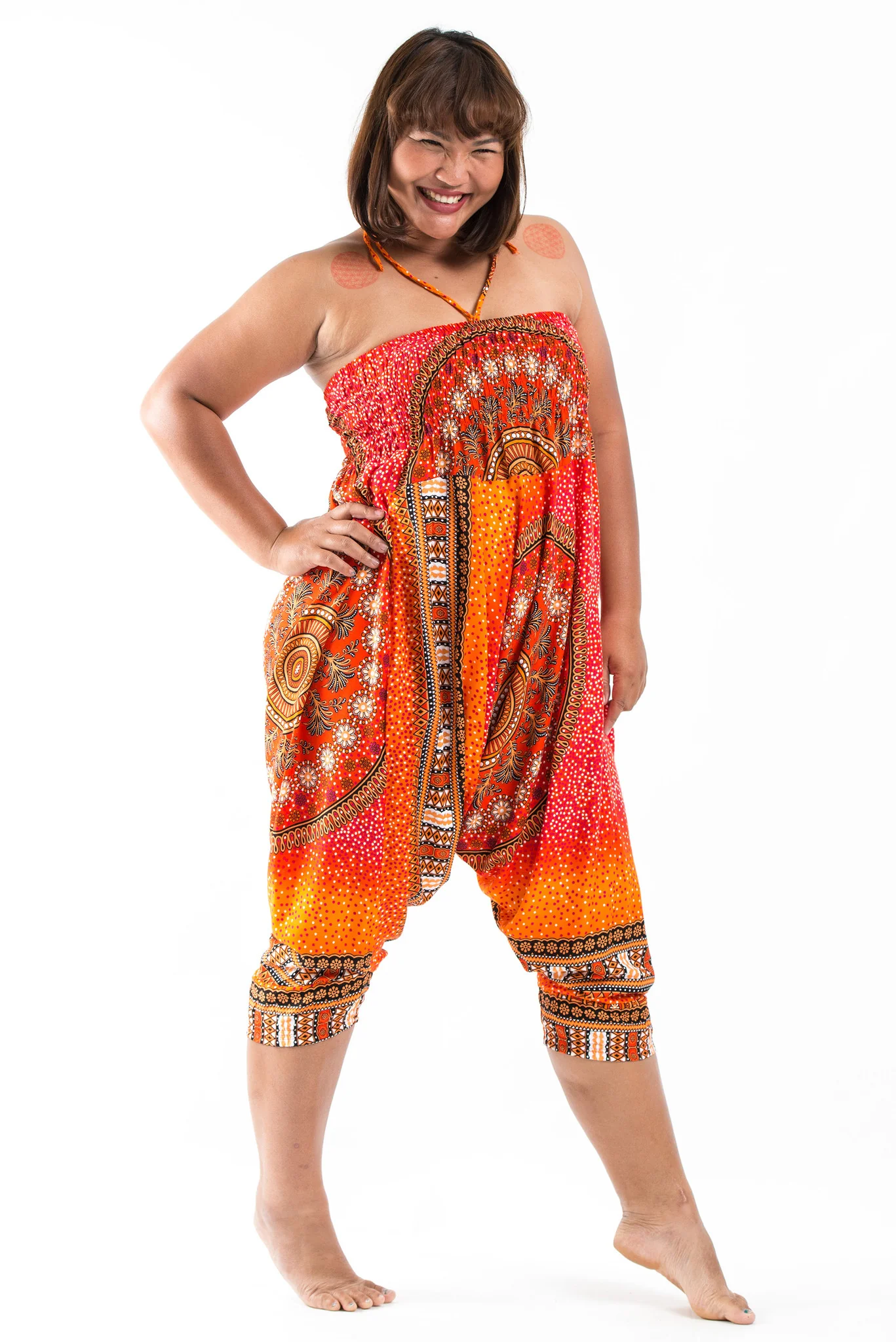 1423-Plus-Size-Tribal-Chakras-2-in-1-Jumpsuit-Harem-Pants-in-Orange-5.webp Plus Size Tribal Chakras 2-in-1 Jumpsuit Harem Pants in Orange