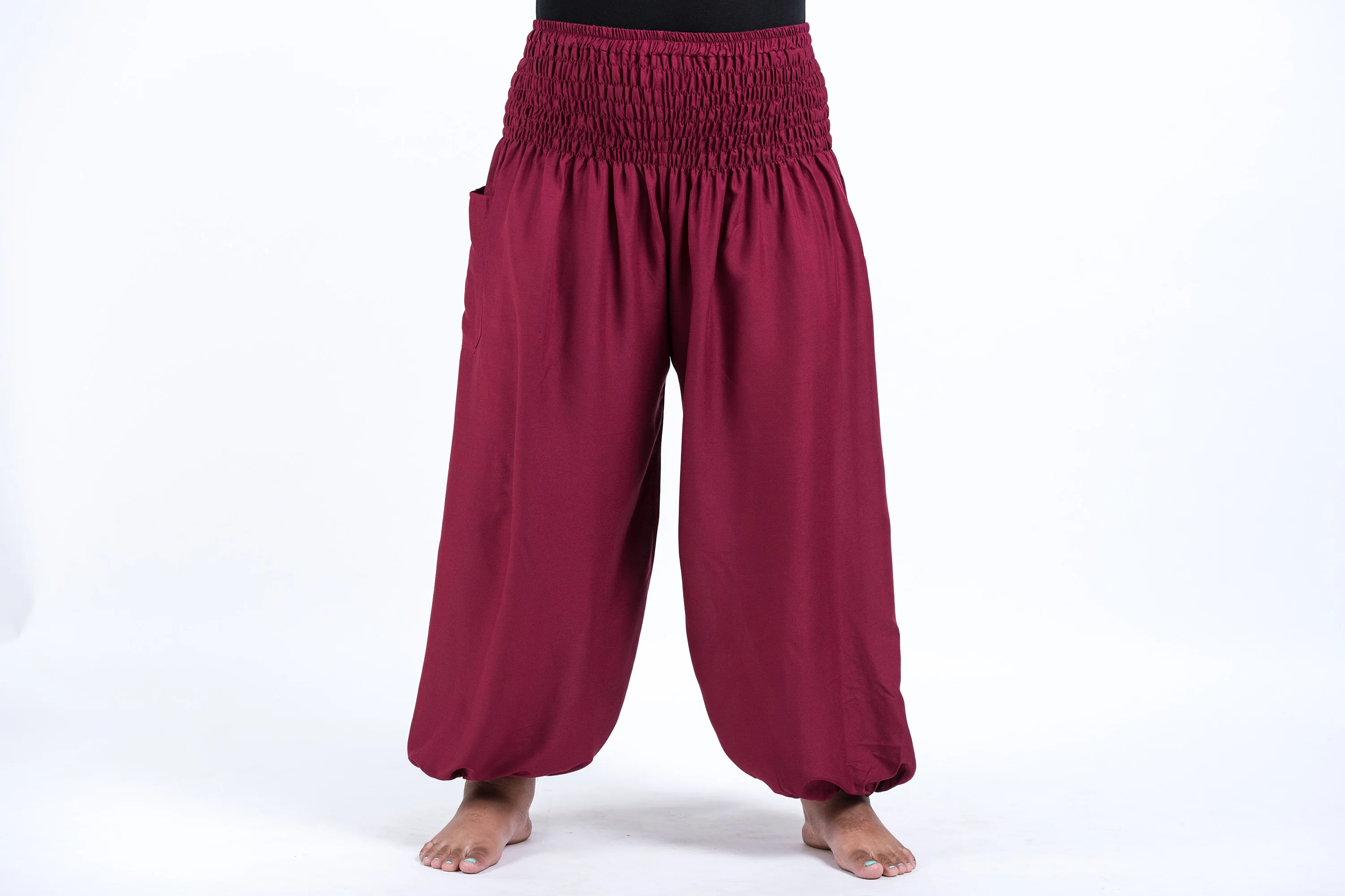 1424-Plus-Size-Solid-Color-Women-s-Harem-Pants-in-Red-2.webp Plus Size Solid Color Women's Harem Pants in Red