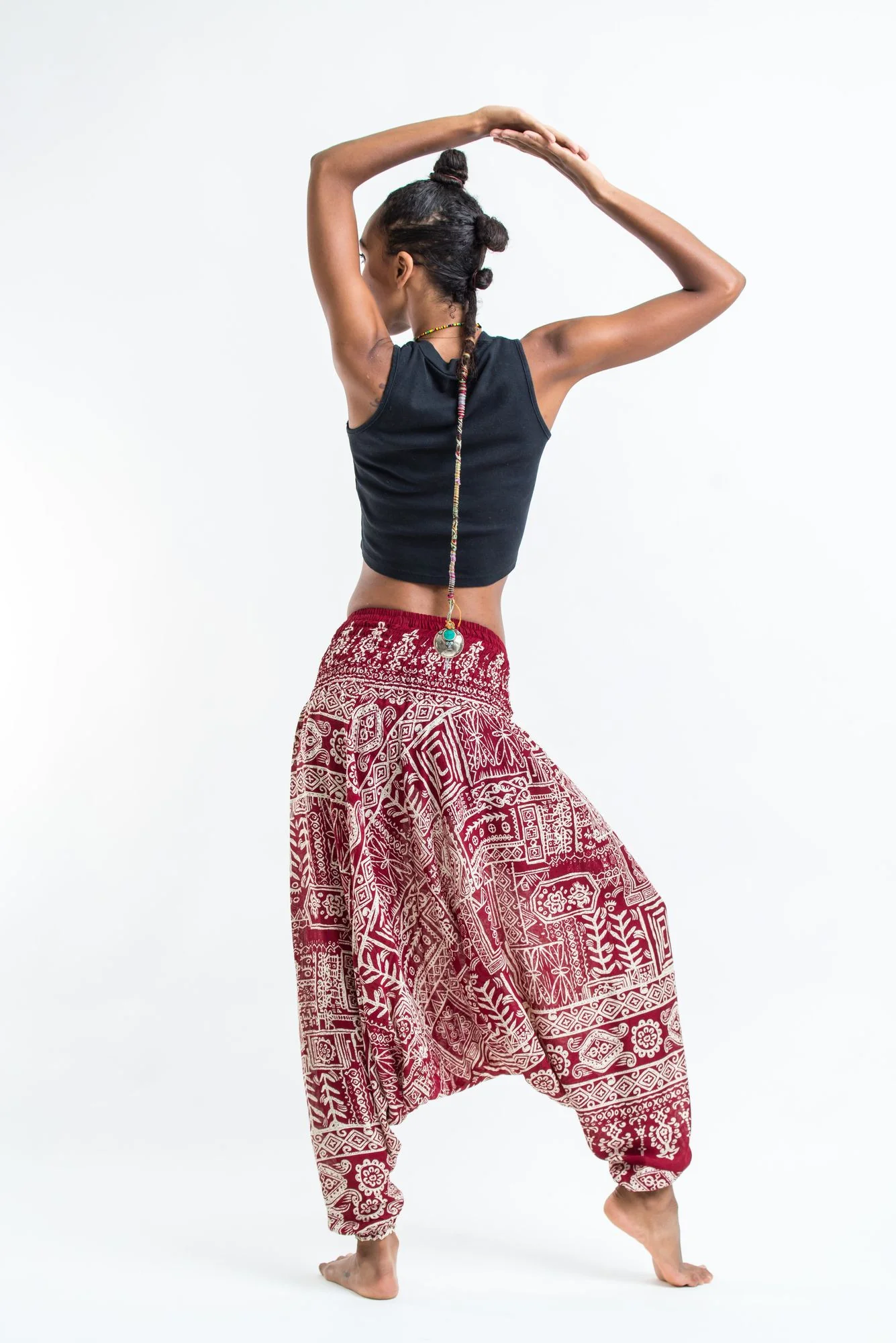 1429-Tribal-Prints-2-in-1-Jumpsuit-Harem-Pants-in-Red-4.webp Tribal Prints 2-in-1 Jumpsuit Harem Pants in Red