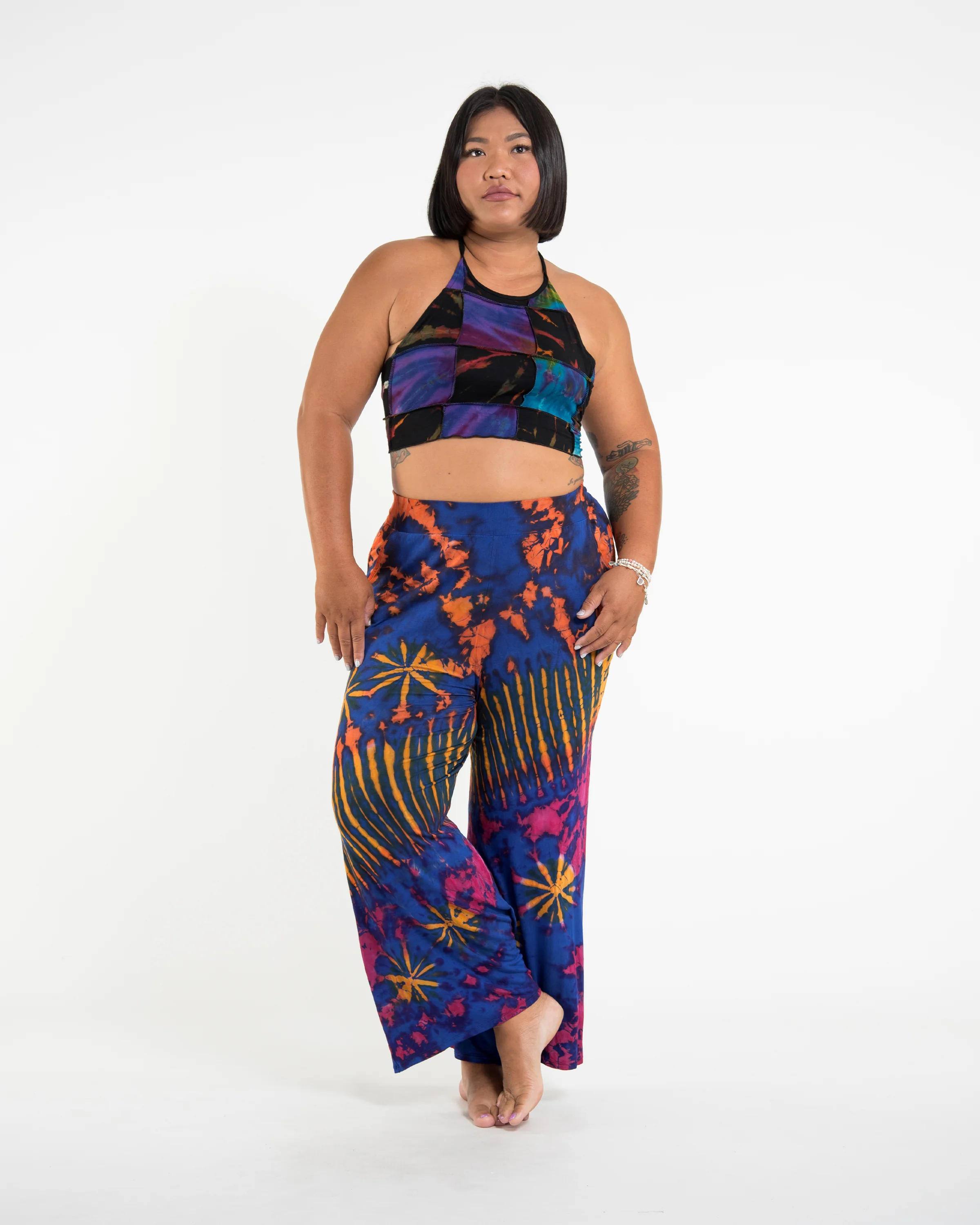 1434-Tie-Dye-Wide-Leg-Palazzo-Harem-Pants-Cotton-in-Royal-Blue-3.webp Tie Dye Wide Leg Palazzo Harem Pants Cotton in Royal Blue