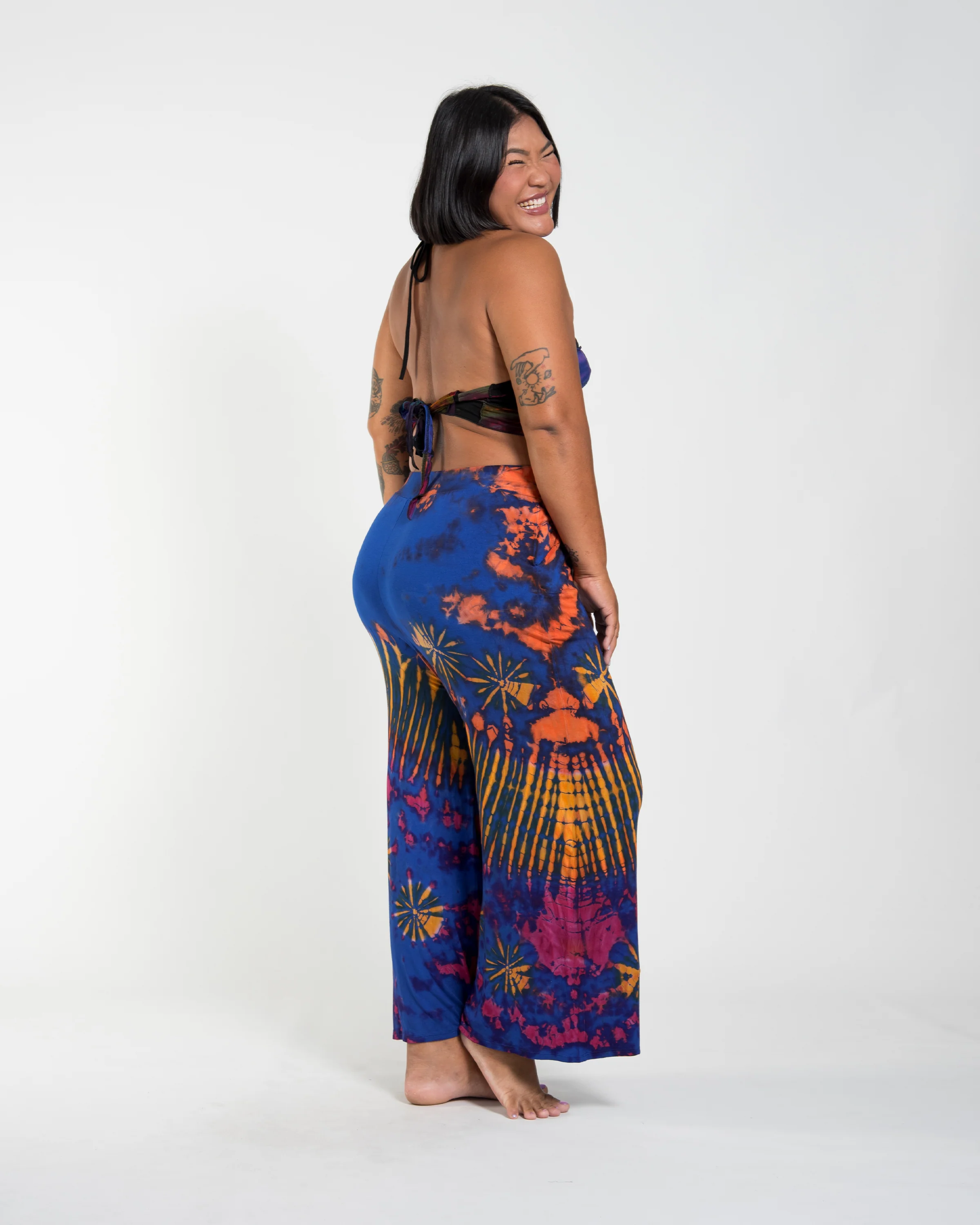 1434-Tie-Dye-Wide-Leg-Palazzo-Harem-Pants-Cotton-in-Royal-Blue-4.webp Tie Dye Wide Leg Palazzo Harem Pants Cotton in Royal Blue